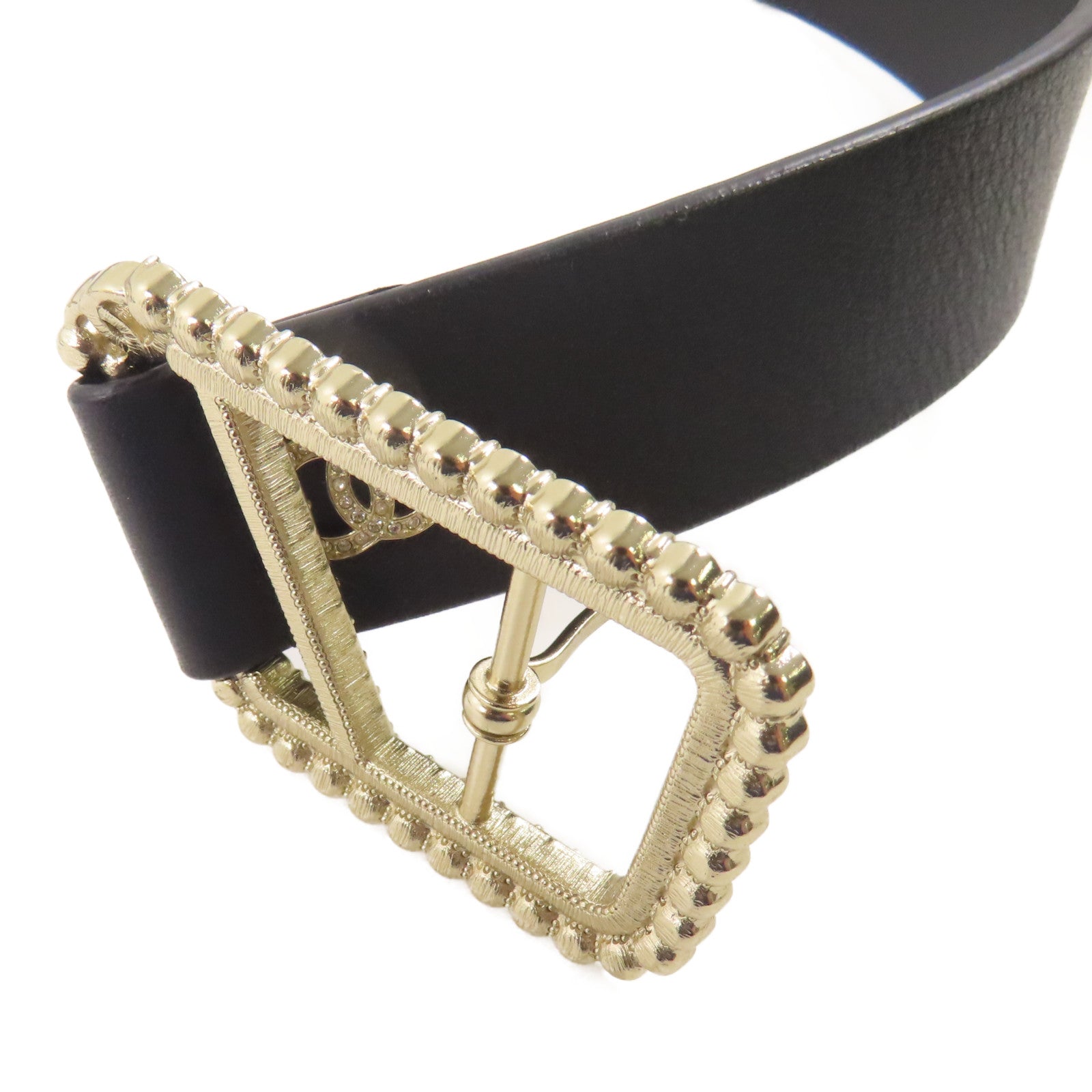 CHANEL 牛皮皮革Belt 85cm銀扣皮帶