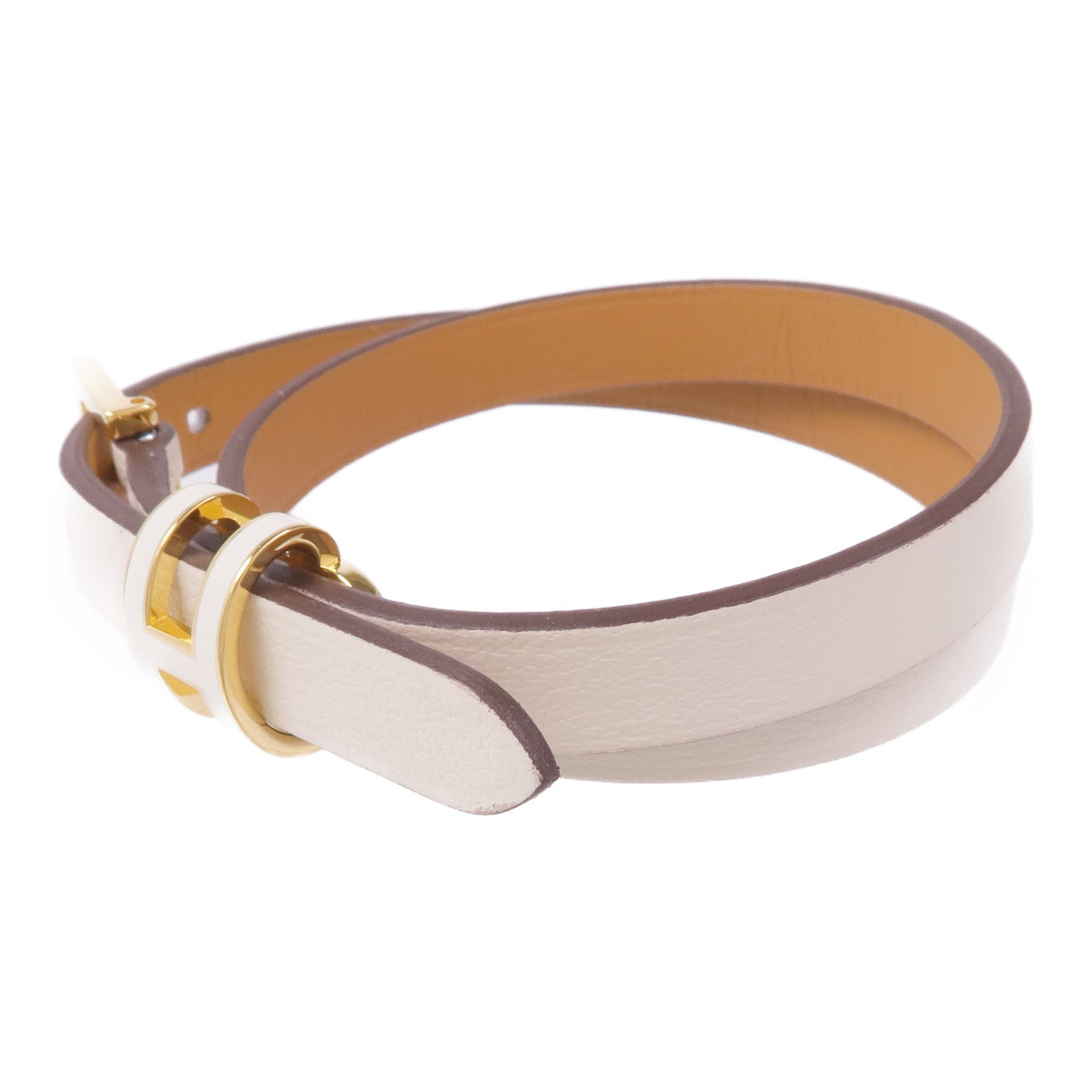 HERMES Swift皮革Pop H Double Tour金扣手帶Nata