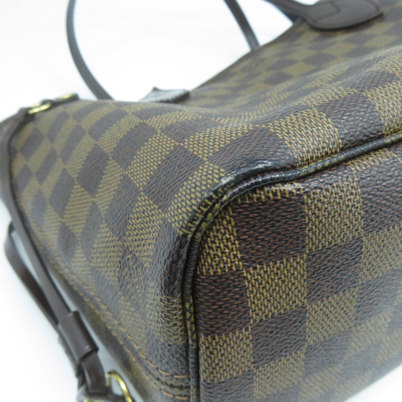 LOUIS VUITTON 【激減優惠】Damier Ebene Neverfull PM金扣手挽袋啡色