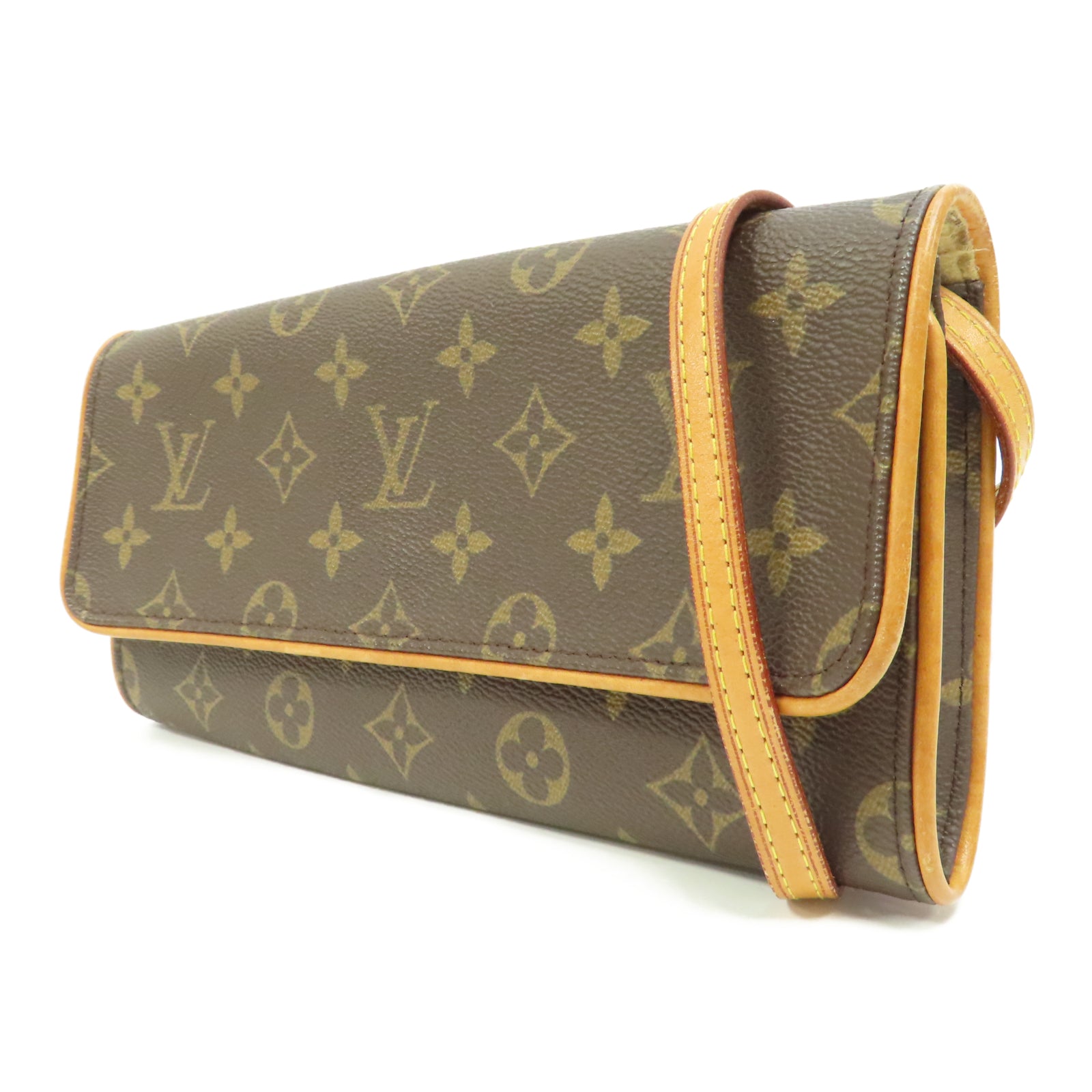 LOUIS VUITTON 【激減優惠】Monogram Pochette Twin GM金扣肩背袋啡色