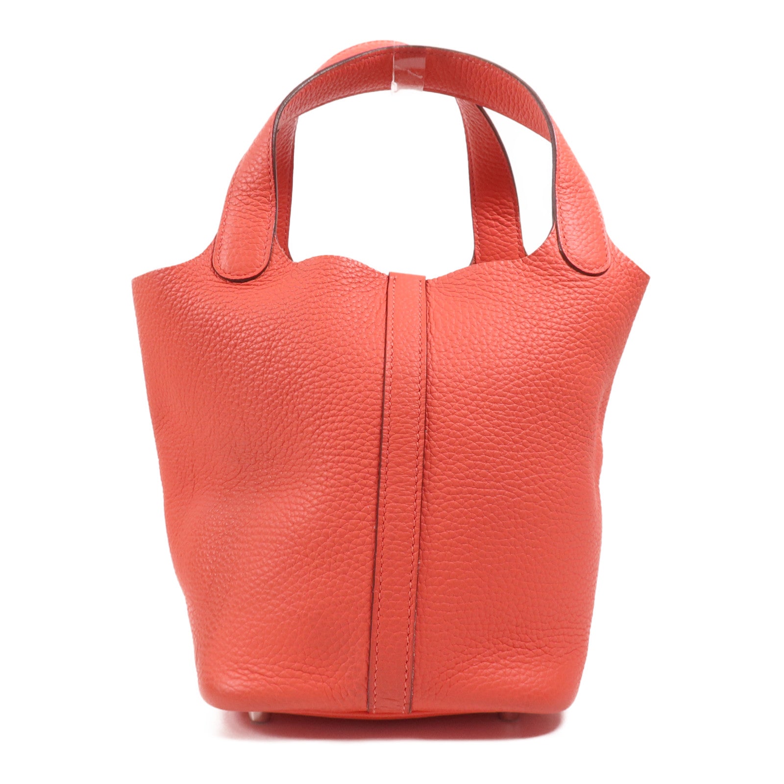 HERMES Clemence皮革Picotin PM銀扣手挽袋Rose Texas