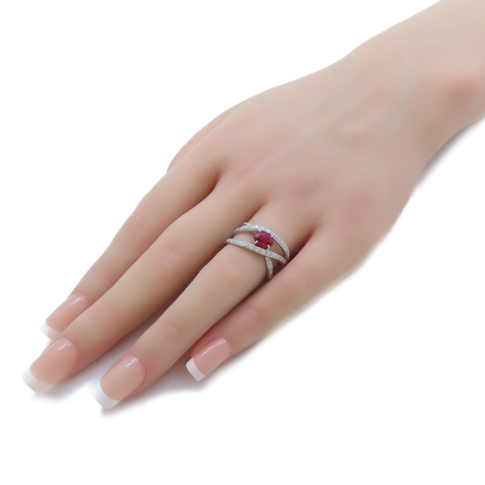 JEWELRY PT900鉑金/1.25ct紅寶石/0.33ct鑽石Ruby Ring戒指US#5.75