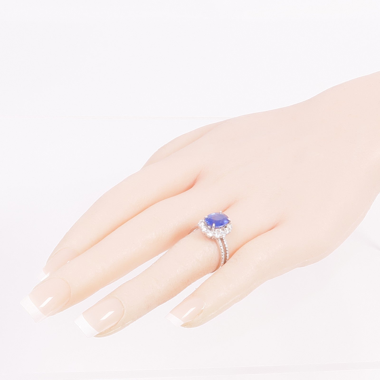 JEWELRY PT900鉑金Sapphire Diamond Ring藍寶石/鑽石戒指US#6.25