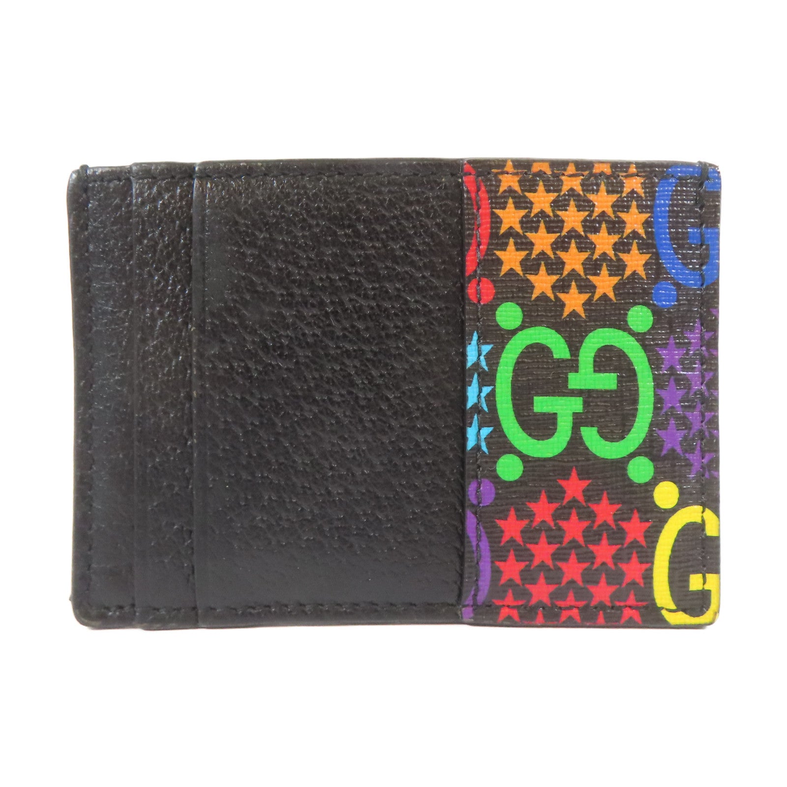 GUCCI 牛皮皮革/塗層帆布Card Case卡片套黑色/彩色