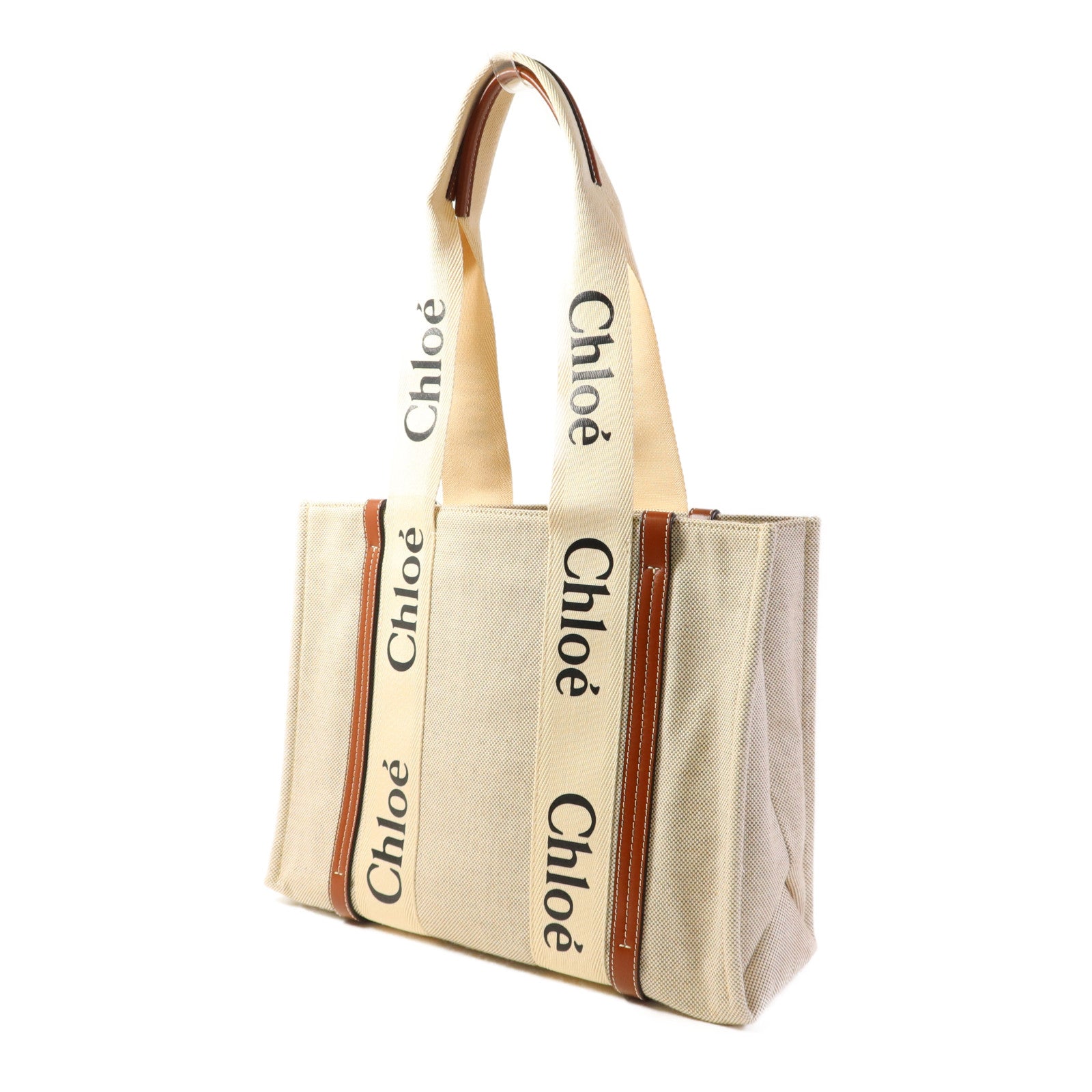 Chloe 帆布/牛皮皮革Woody Tote Bag手挽袋