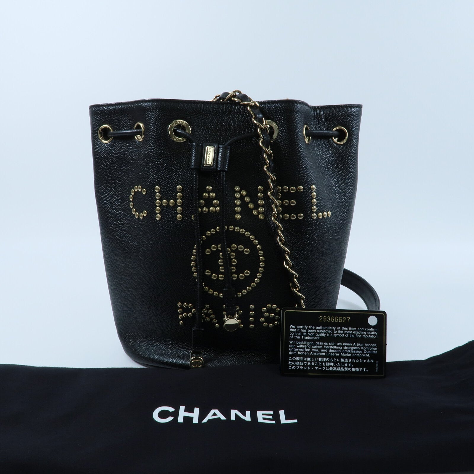 CHANEL 牛皮皮革Bucket Bag鏈帶肩背袋