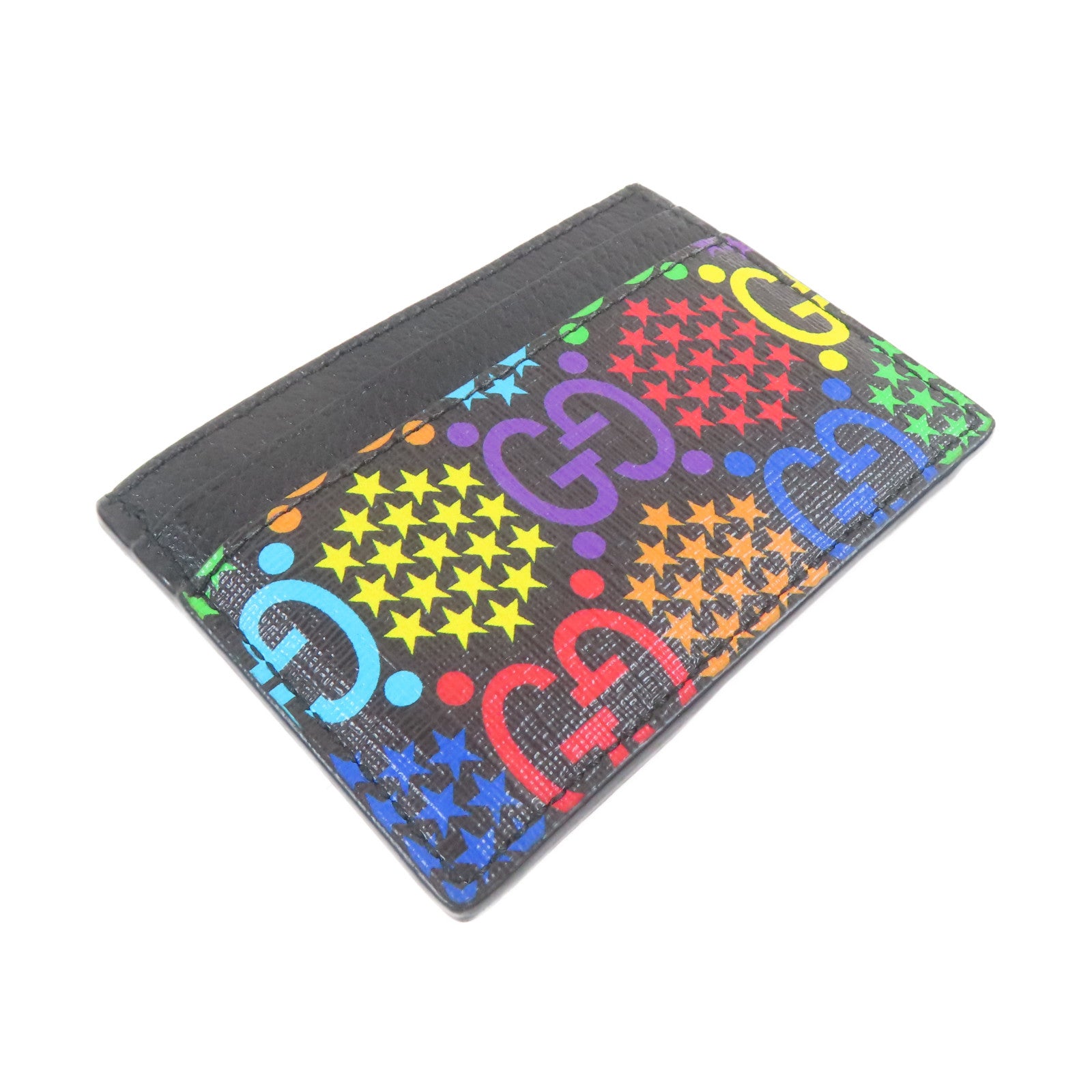 GUCCI 牛皮皮革/塗層帆布Card Case卡片套黑色/彩色