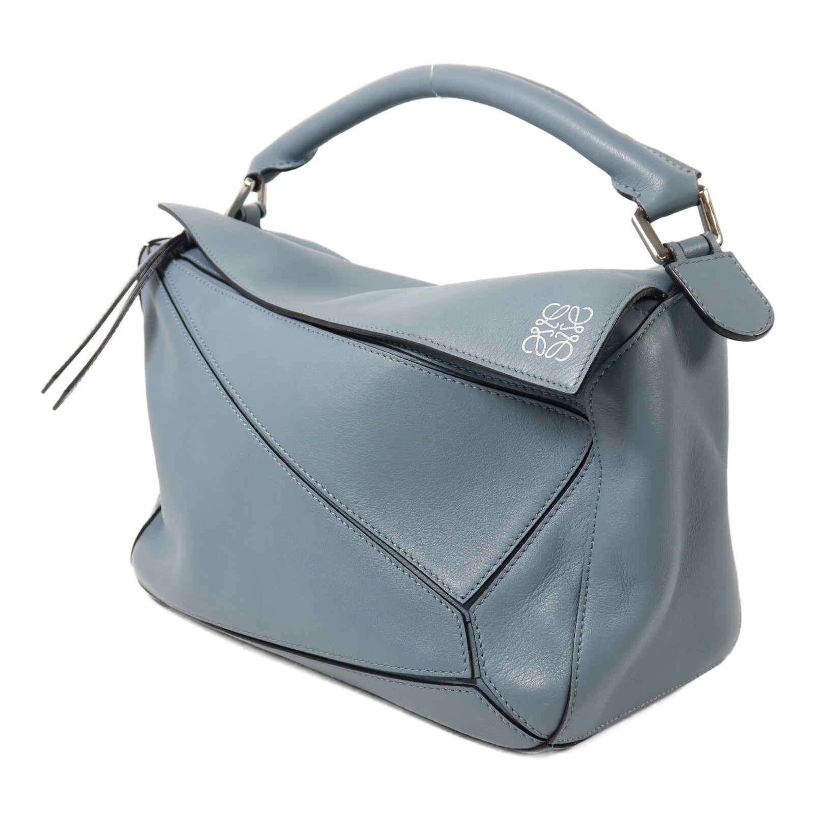 LOEWE 牛皮皮革Puzzle Medium銀扣手挽肩背兩用袋