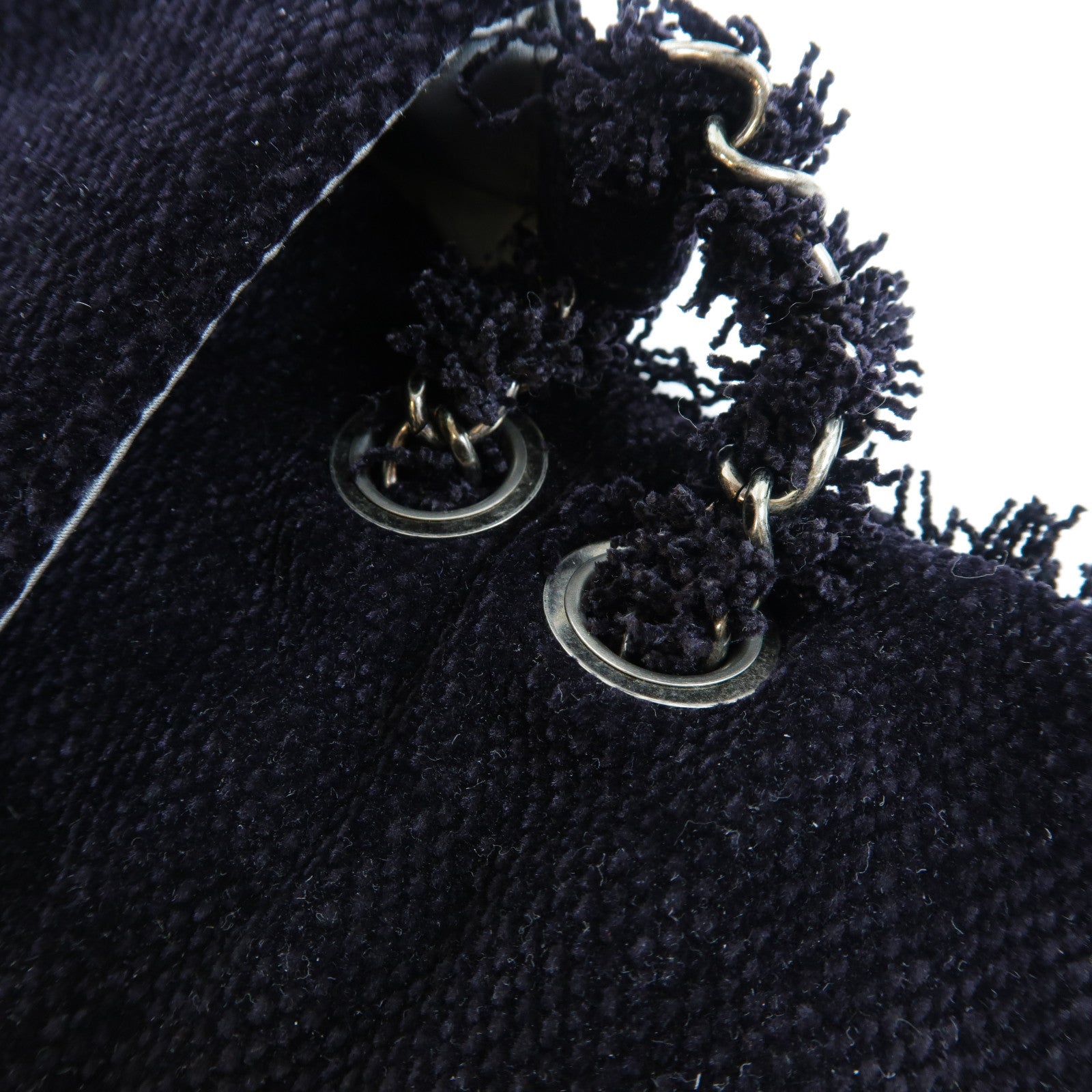 CHANEL 斜紋軟呢Chain Shoulder Bag銀扣鏈帶肩背袋黑色
