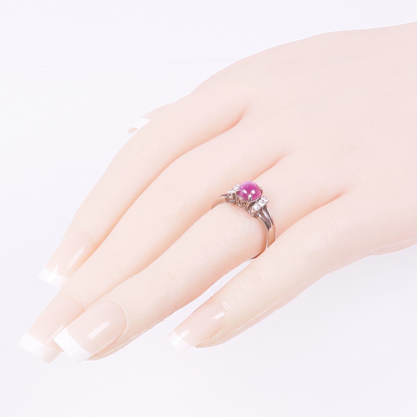 JEWELRY 18K白金Ruby Diamond Ring紅寶石/鑽石戒指US#6.5