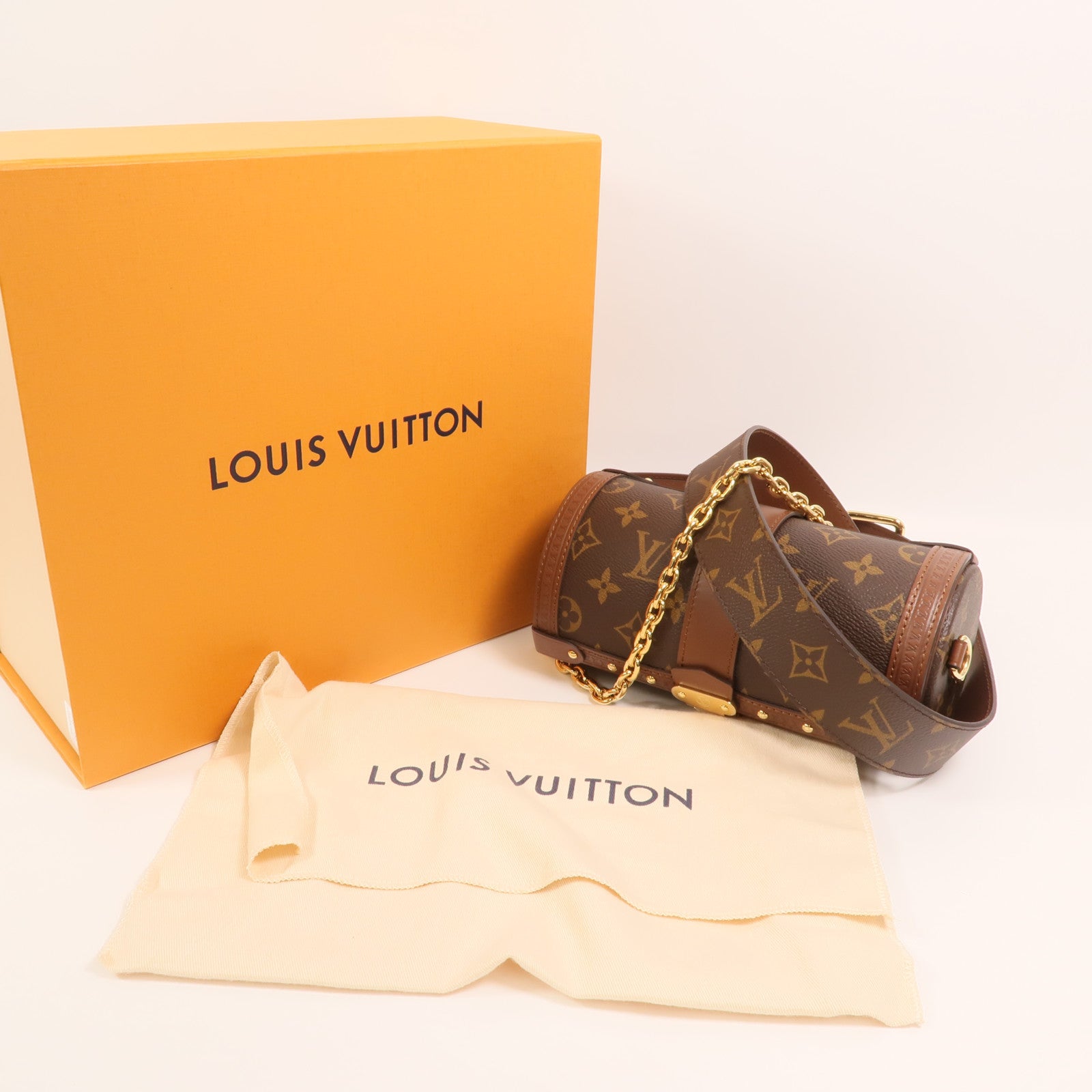 LOUIS VUITTON Monogram Papillon Trunk金扣手挽肩背兩用袋棕色