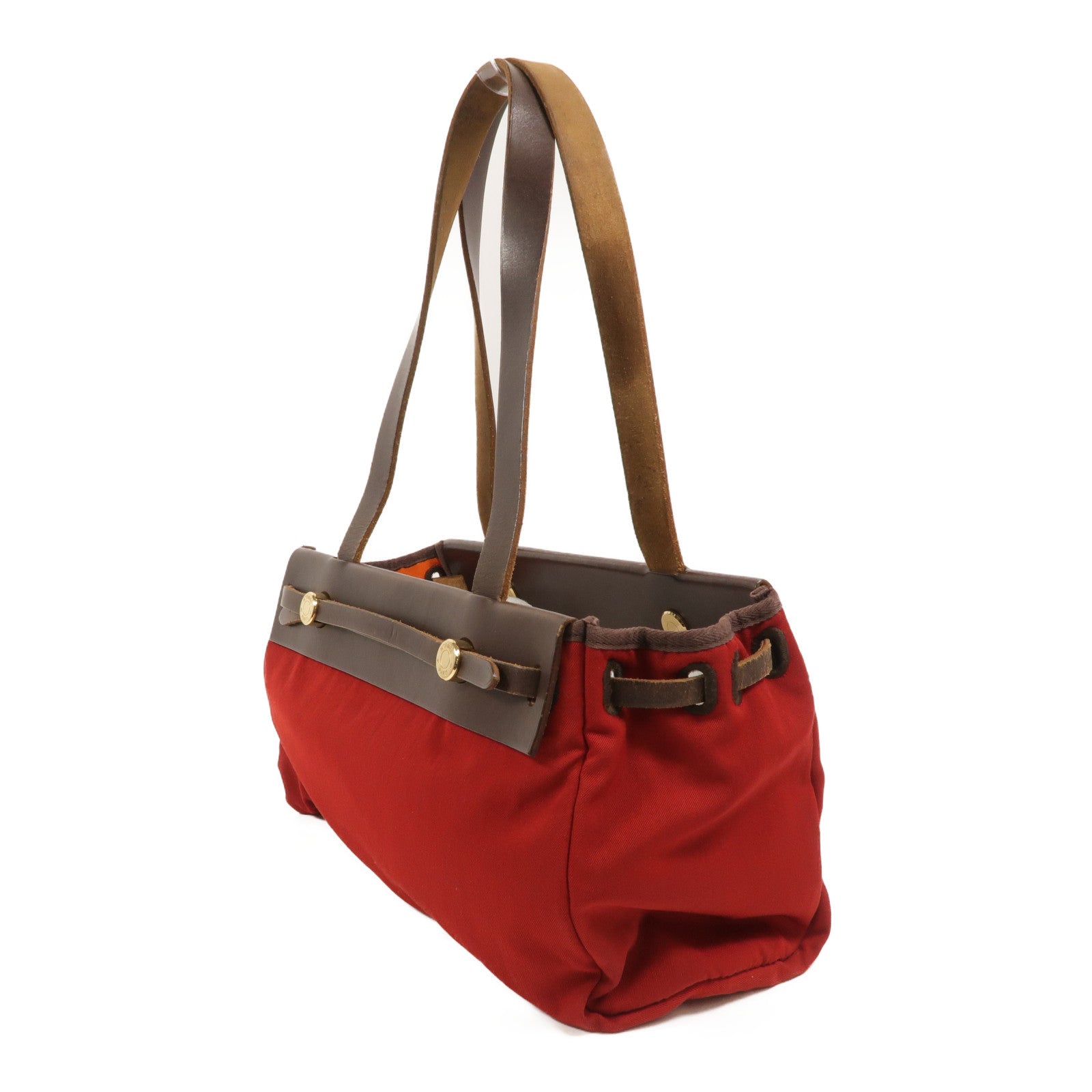 HERMES 帆布Herbag Cabas PM肩背袋Rouge Casaque