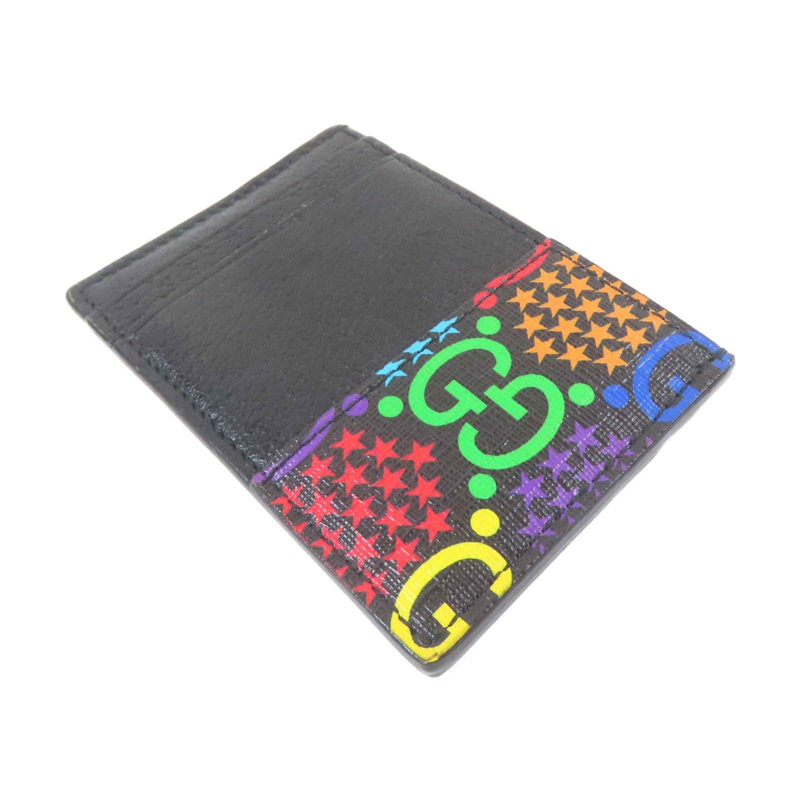 GUCCI 牛皮皮革/塗層帆布Card Case卡片套黑色/彩色