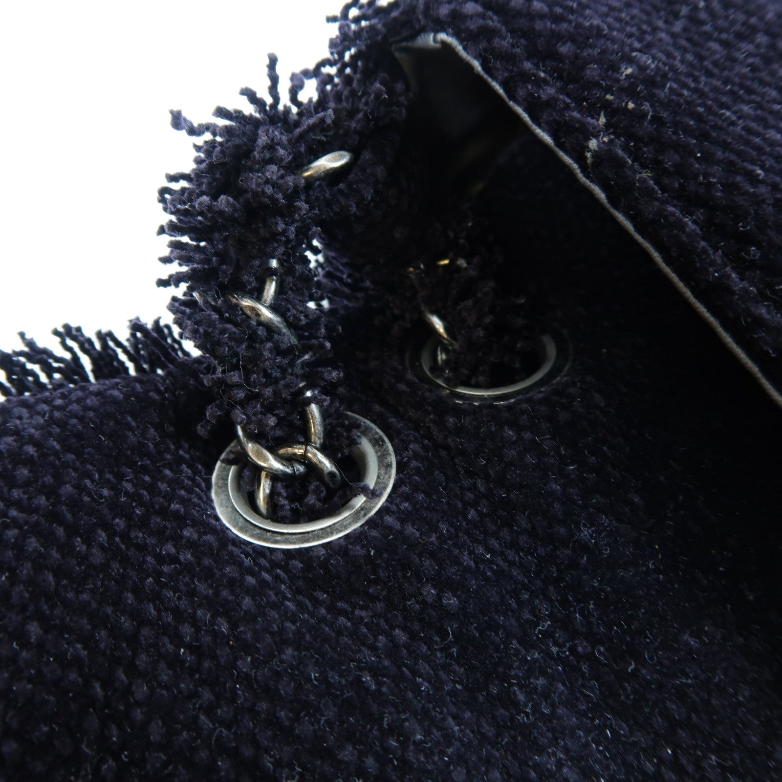 CHANEL 斜紋軟呢Chain Shoulder Bag銀扣鏈帶肩背袋黑色