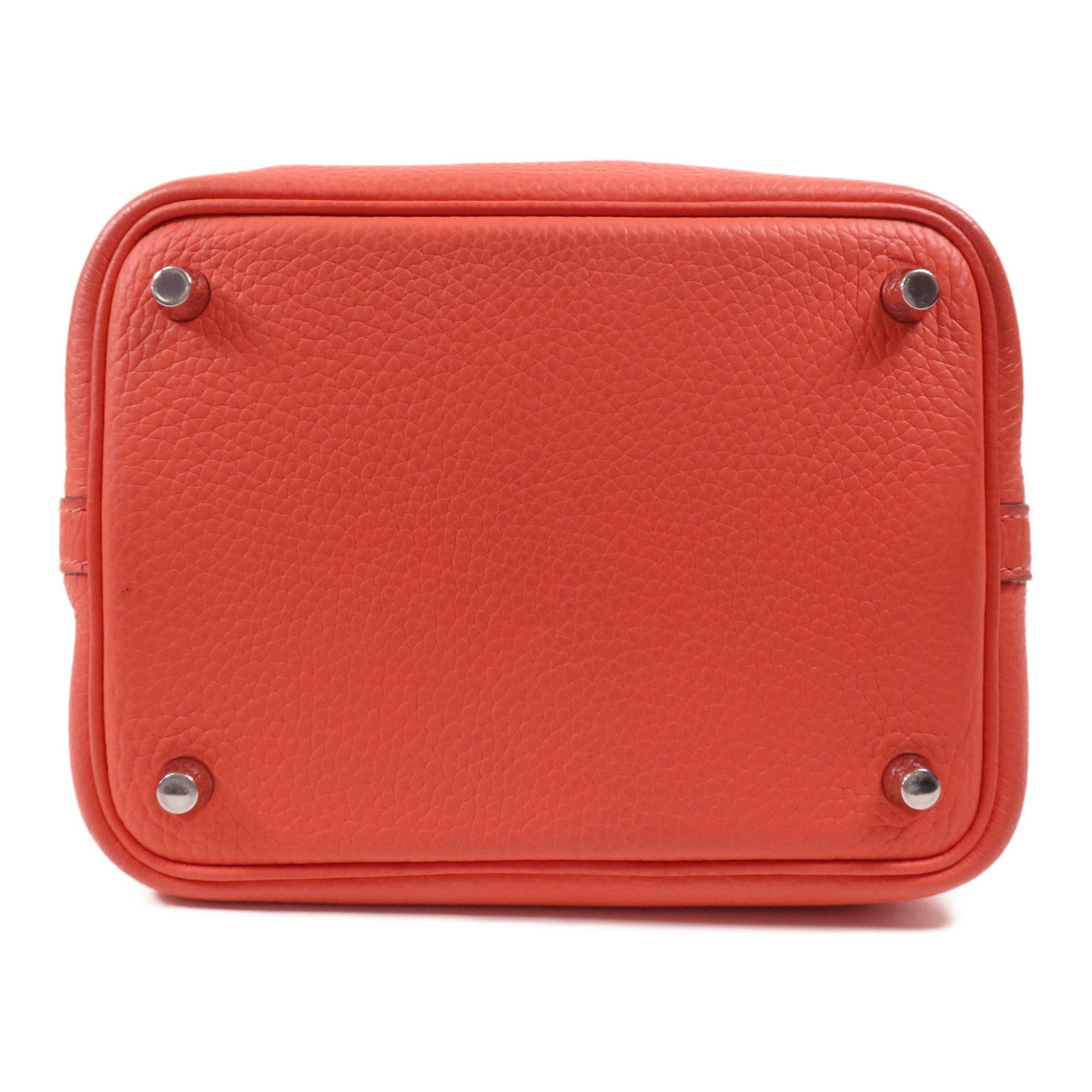 HERMES Clemence皮革Picotin PM銀扣手挽袋Rose Texas