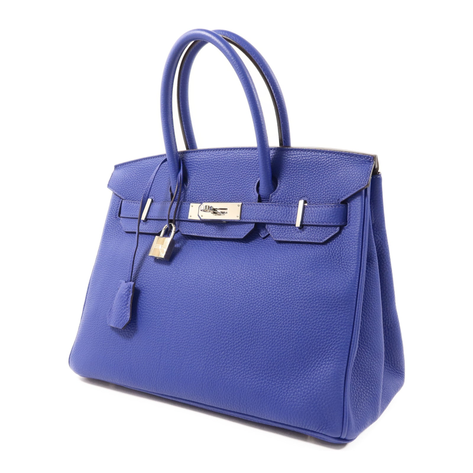 HERMES Togo皮革Birkin 30銀扣手挽袋Bleu Electrique