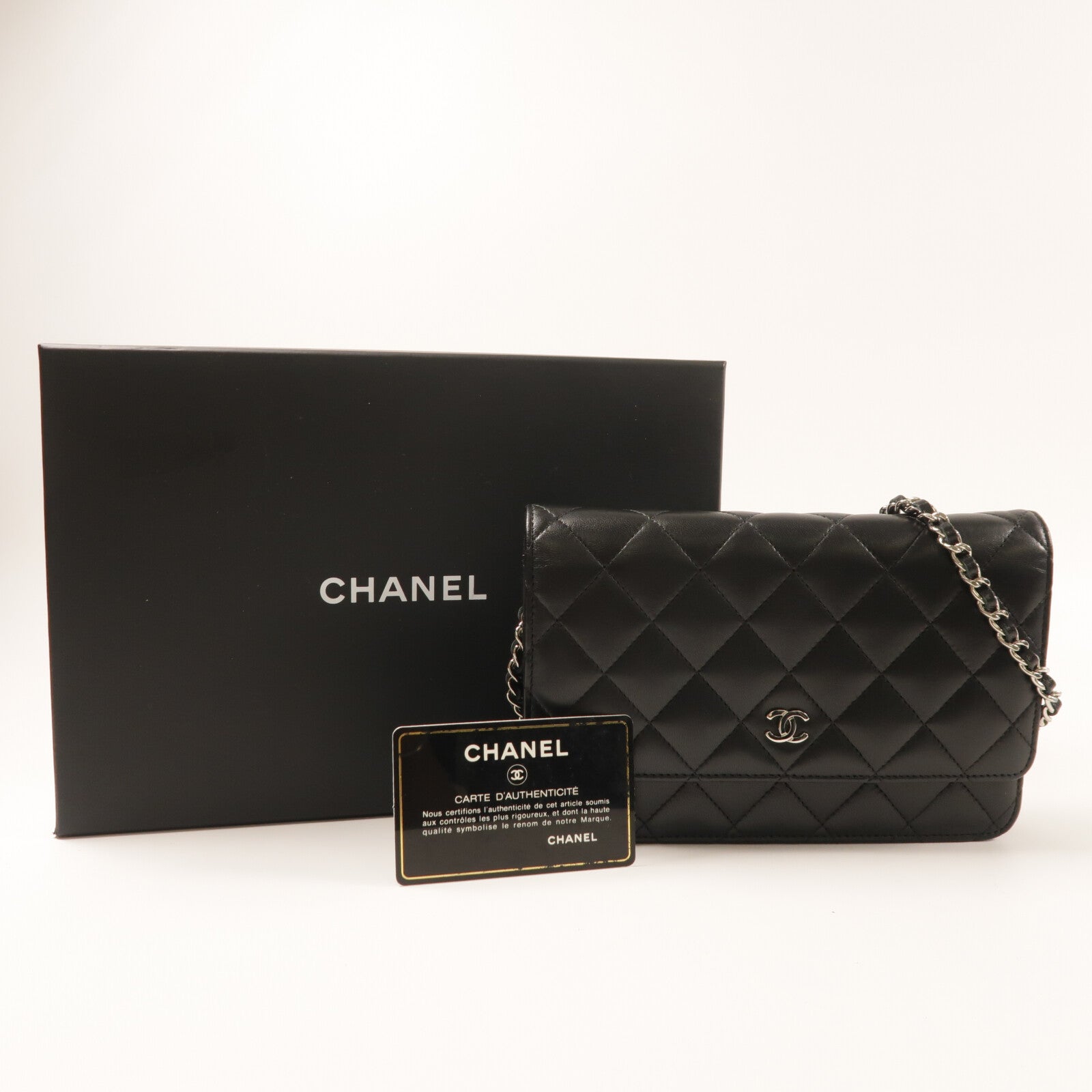 CHANEL 羊皮皮革WOC Wallet On Chain銀扣鏈帶肩背袋