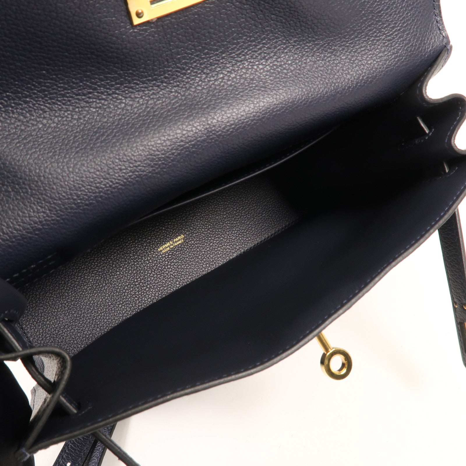 HERMES Evercolor皮革Kelly Danse金扣肩背袋2Z Bleu Nuit