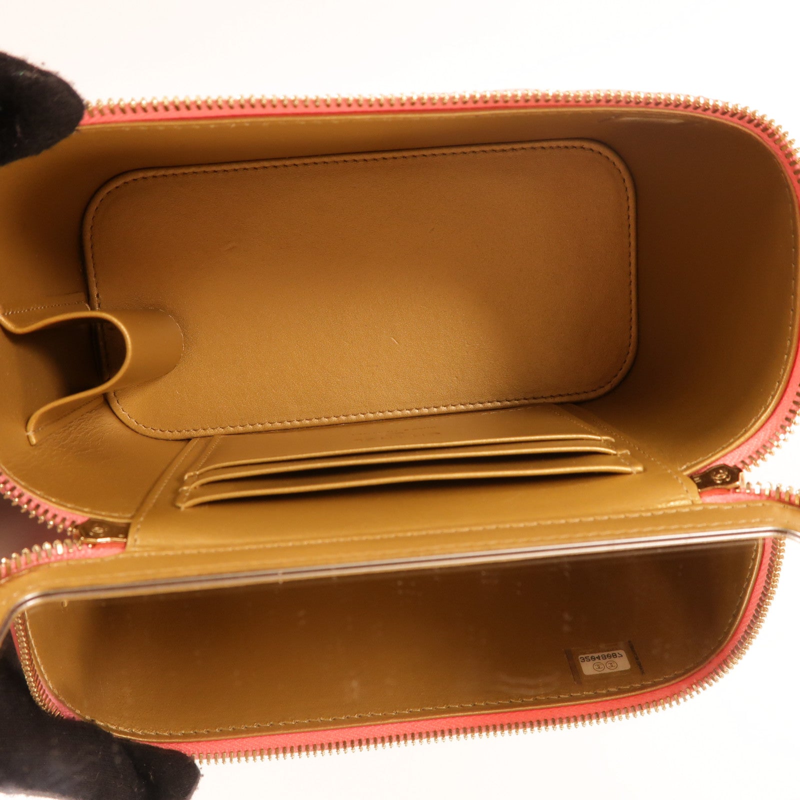 CHANEL CC GHW Vanity Case Shoulder Bag Lambskin Leather Pink