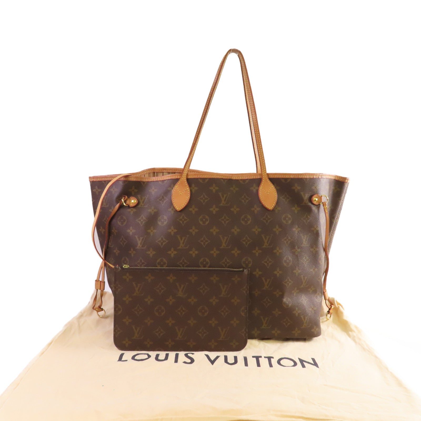 LOUIS VUITTON Monogram Neverfull GM Tote Bag金扣肩背袋啡色