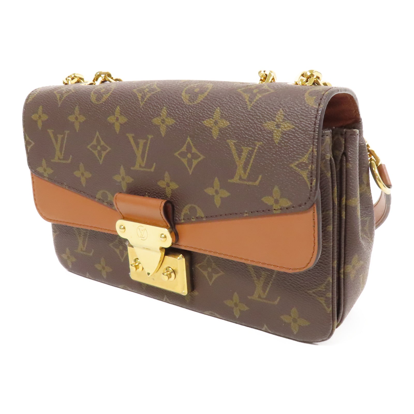LOUIS VUITTON 【激減優惠】Monogram Marceau金扣鏈帶肩背袋棕色