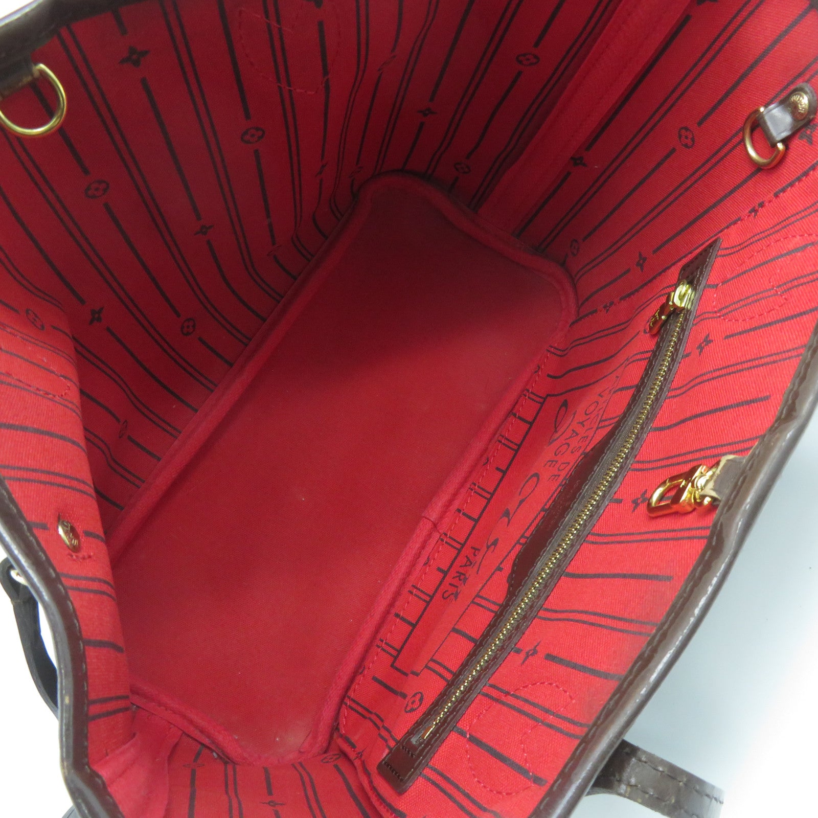 LOUIS VUITTON 【激減優惠】Damier Ebene Neverfull PM金扣手挽袋啡色