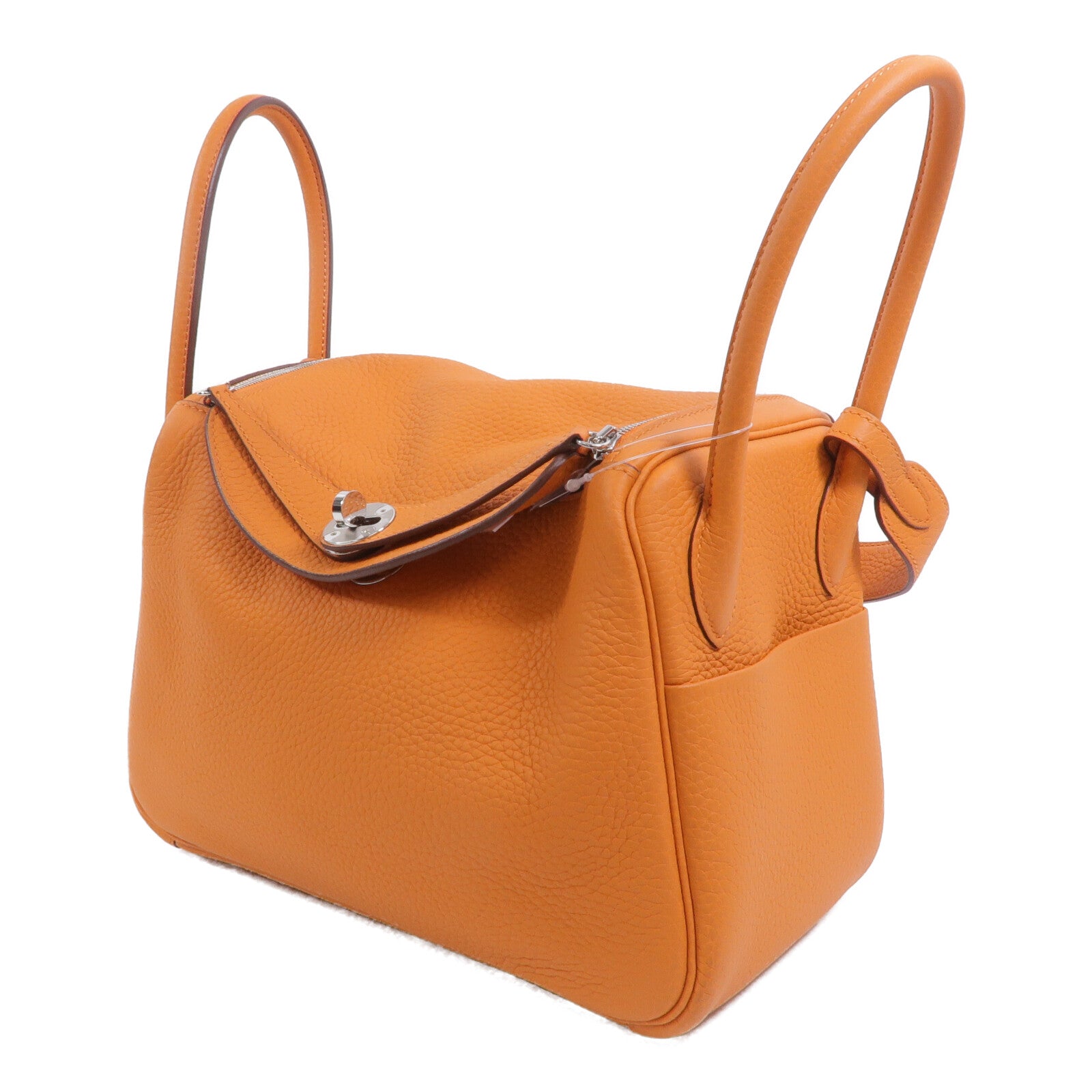 HERMES Clemence皮革Lindy 26手挽肩背兩用袋Orange