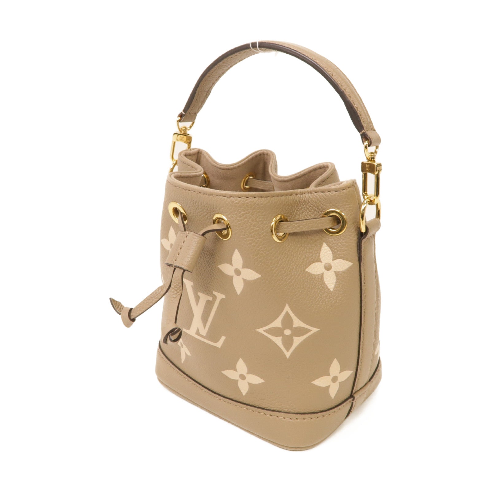 LOUIS VUITTON Monogram Empreinte Nano Noe金扣手挽肩背兩用袋米灰色