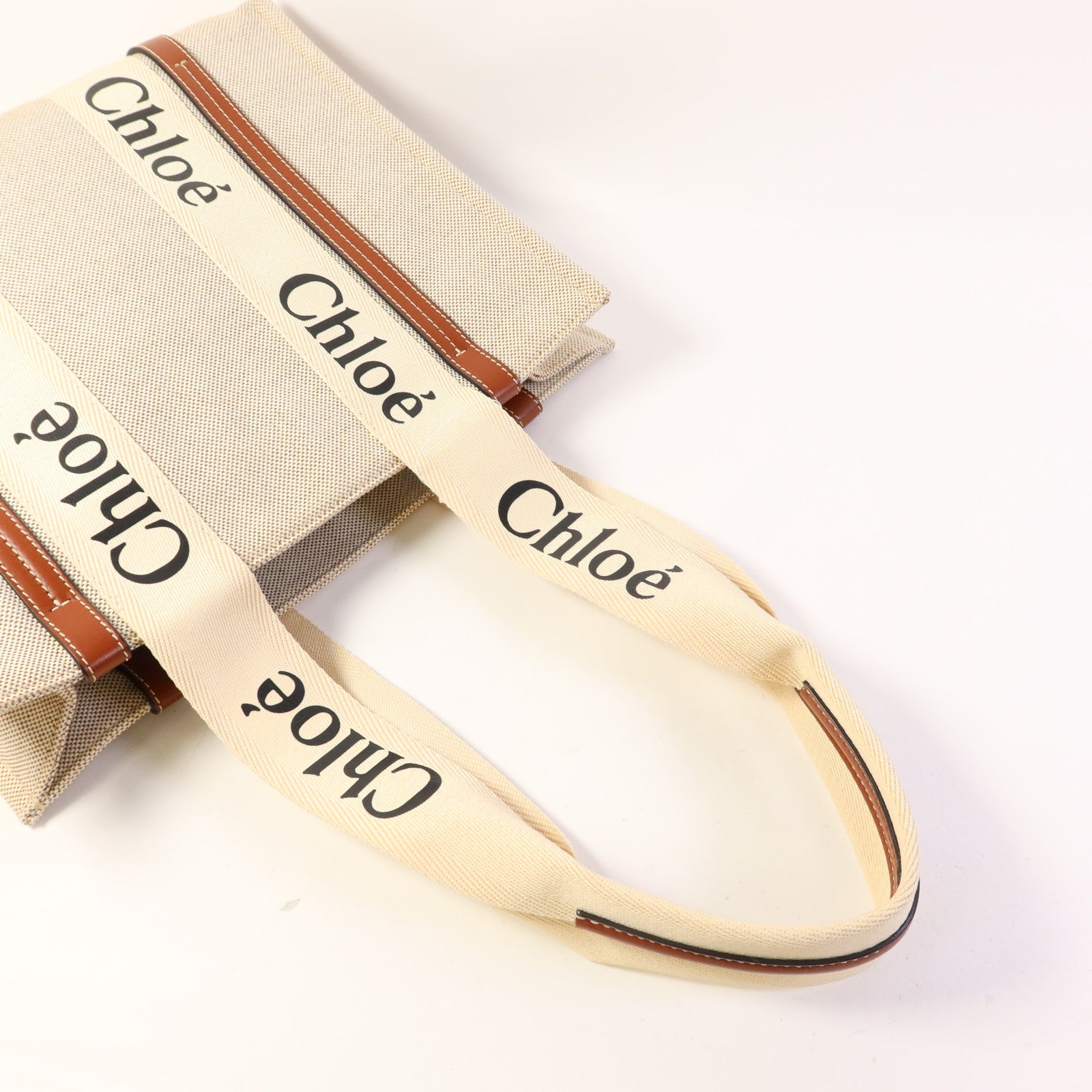 Chloe 帆布/牛皮皮革Woody Tote Bag手挽袋