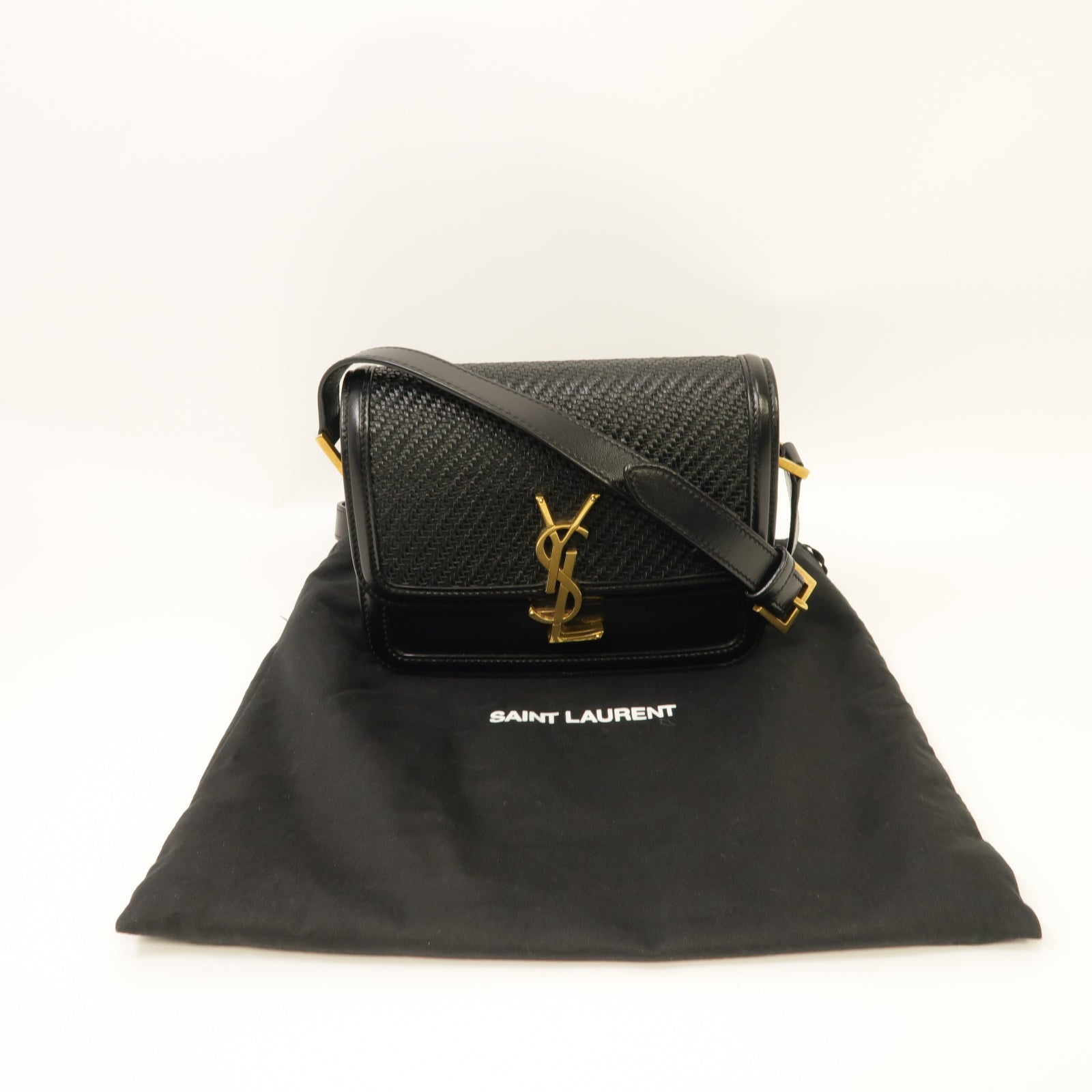SAINT LAURENT 【激減優惠】牛皮皮革Solferino Box金扣肩背袋黑色