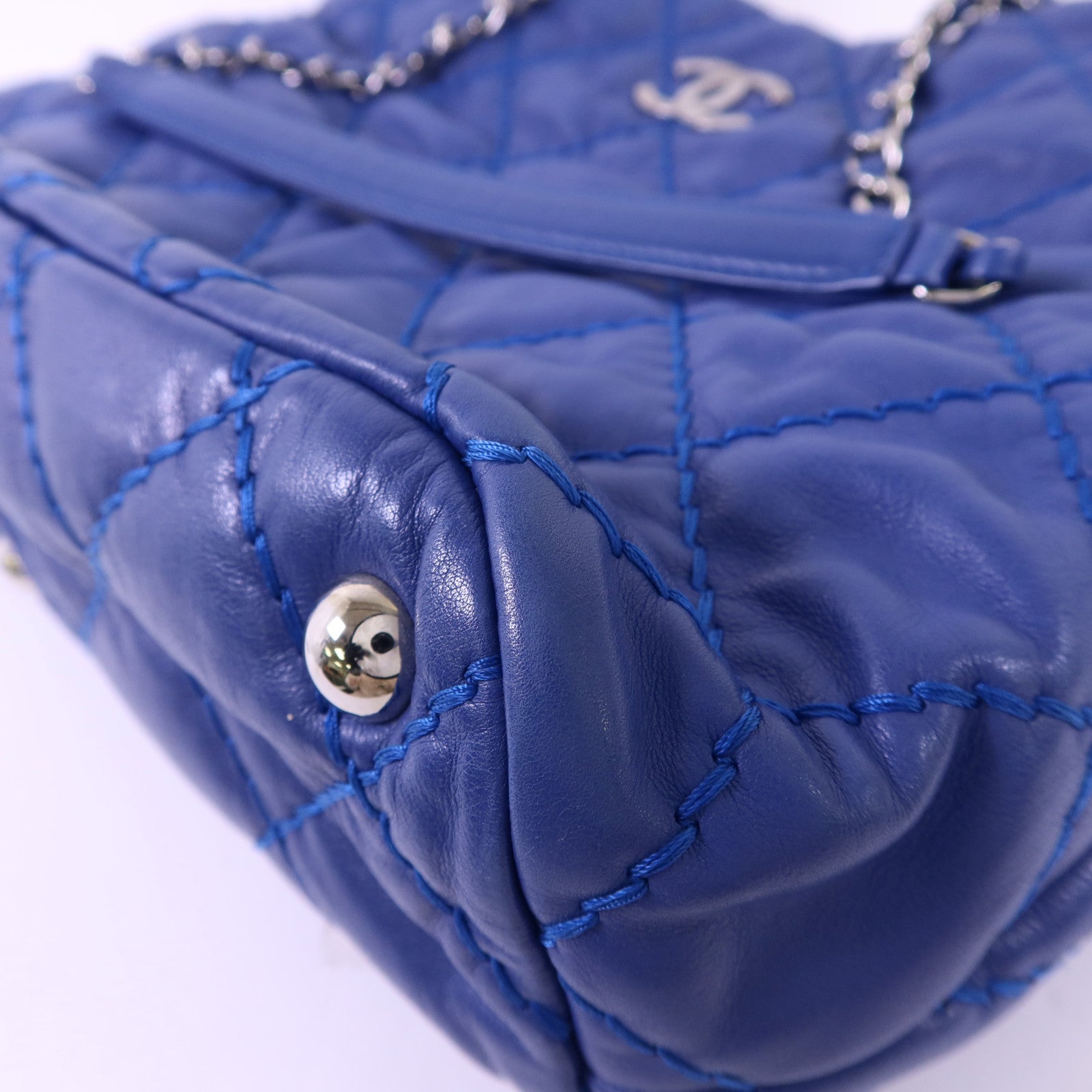 CHANEL 牛皮皮革Chain Shoulder Bag銀扣鏈帶肩背袋