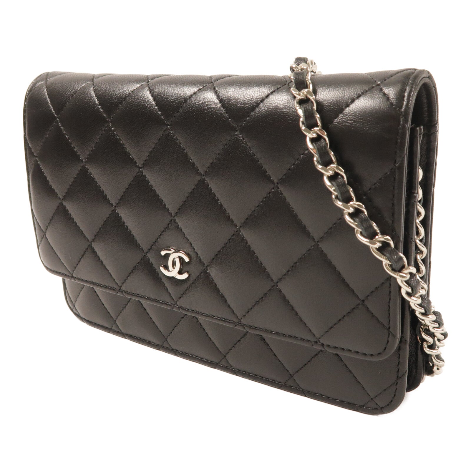 CHANEL 羊皮皮革WOC Wallet On Chain銀扣鏈帶肩背袋
