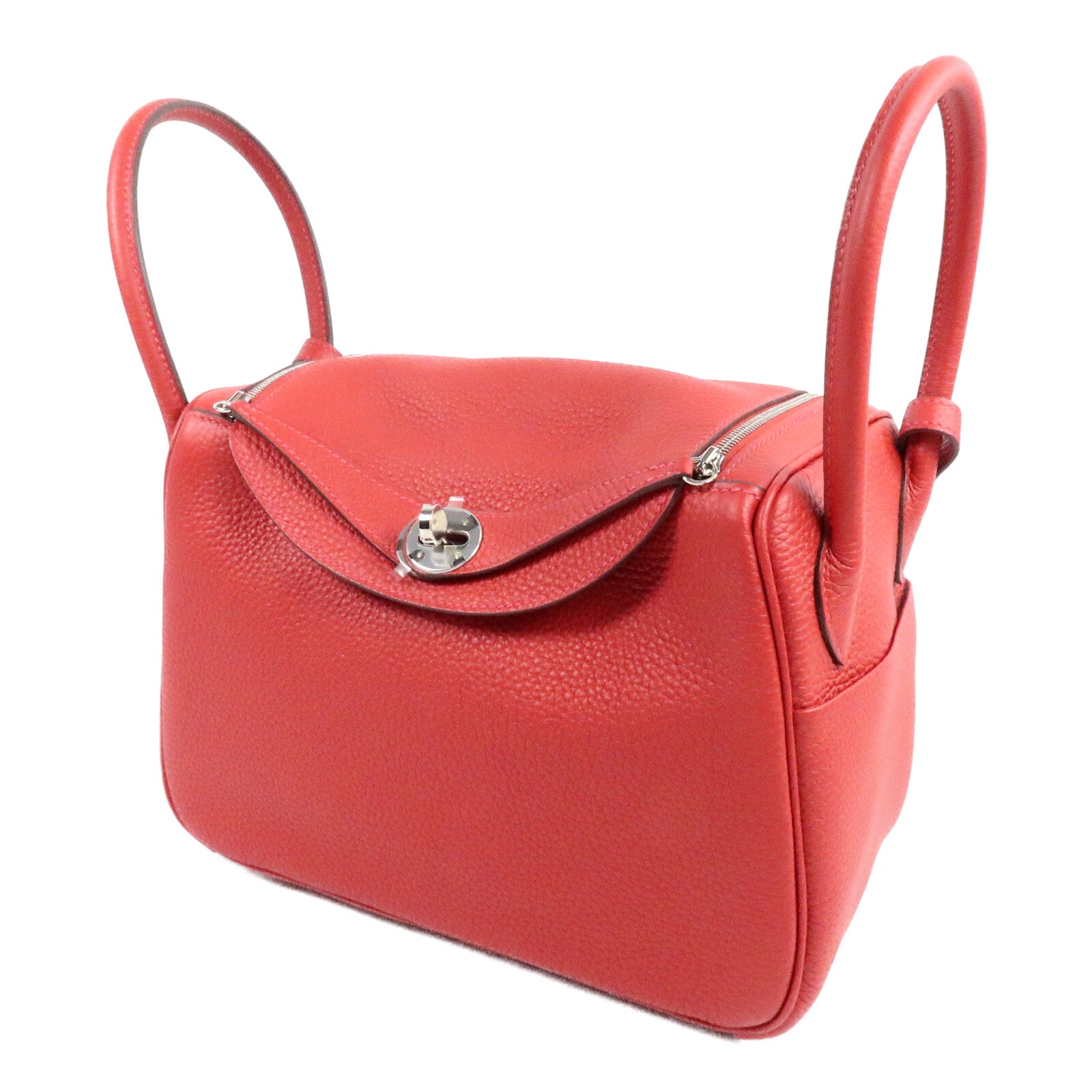 HERMES Clemence皮革Lindy 26手挽肩背兩用袋Rouge Casaque