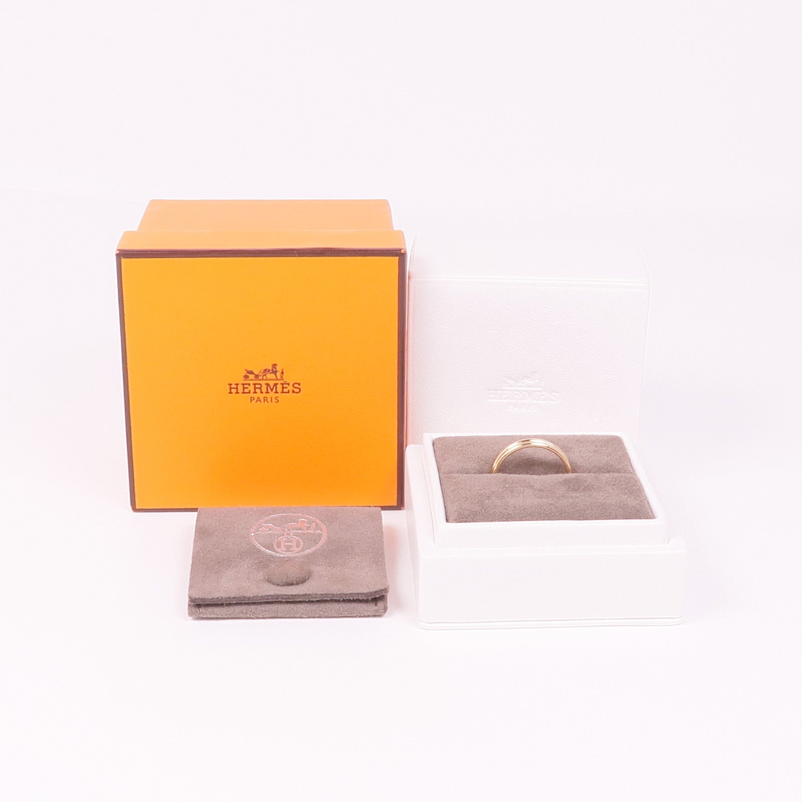 HERMES 18K玫瑰金Ariane Wedding Band戒指Hermes#58/US#8.25