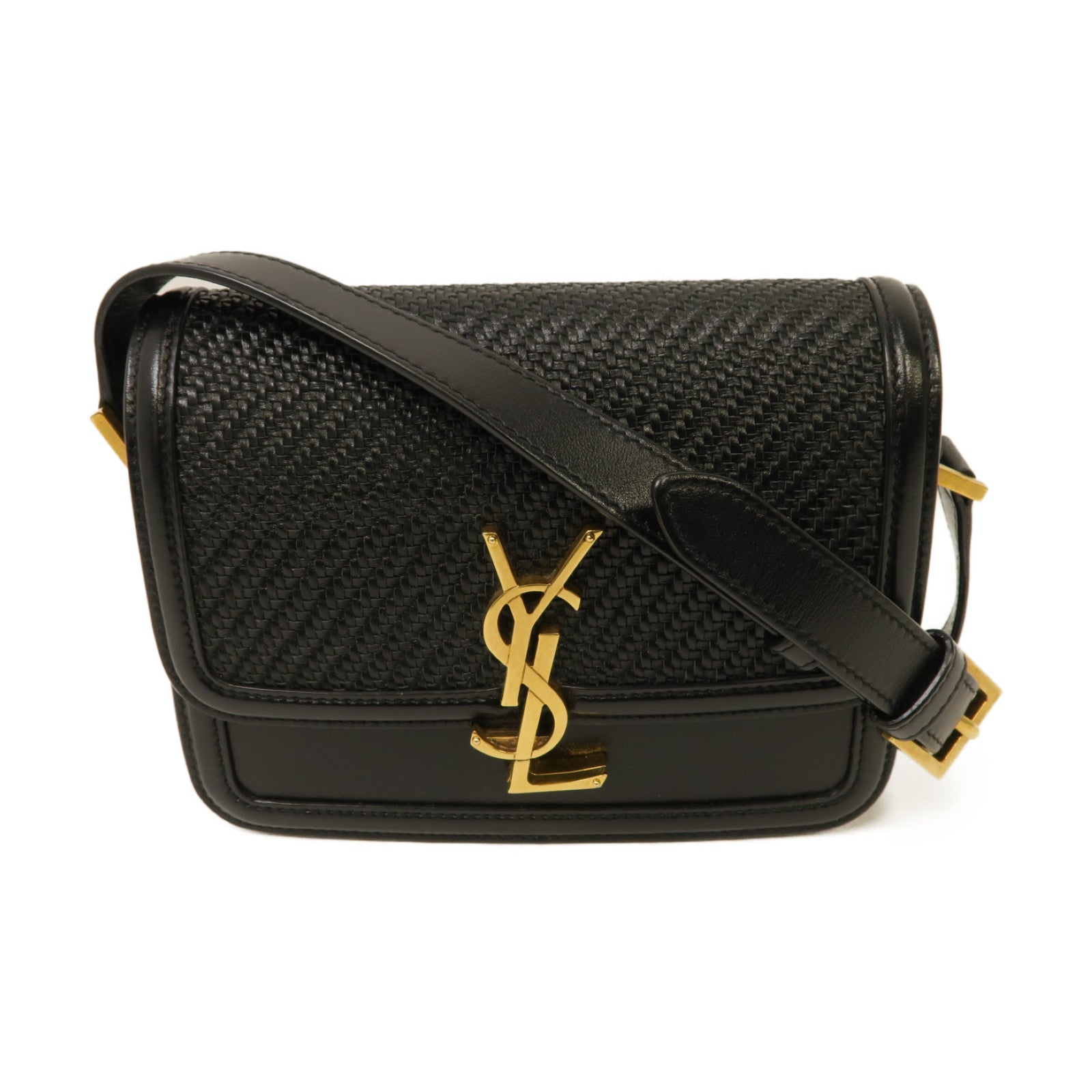 SAINT LAURENT 【激減優惠】牛皮皮革Solferino Box金扣肩背袋黑色