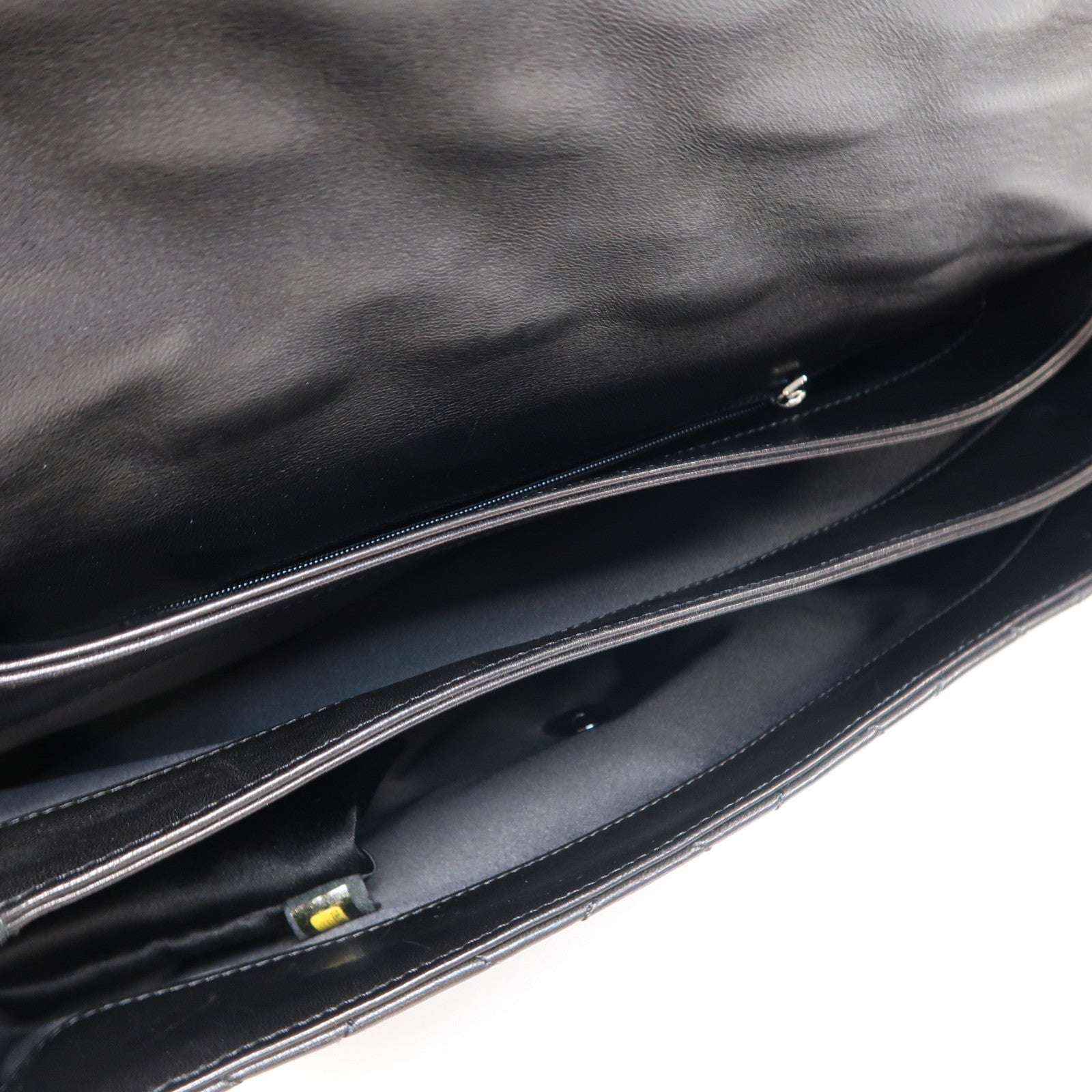 CHANEL 菱格羊皮皮革Chain Shoulder銀扣肩背袋黑色