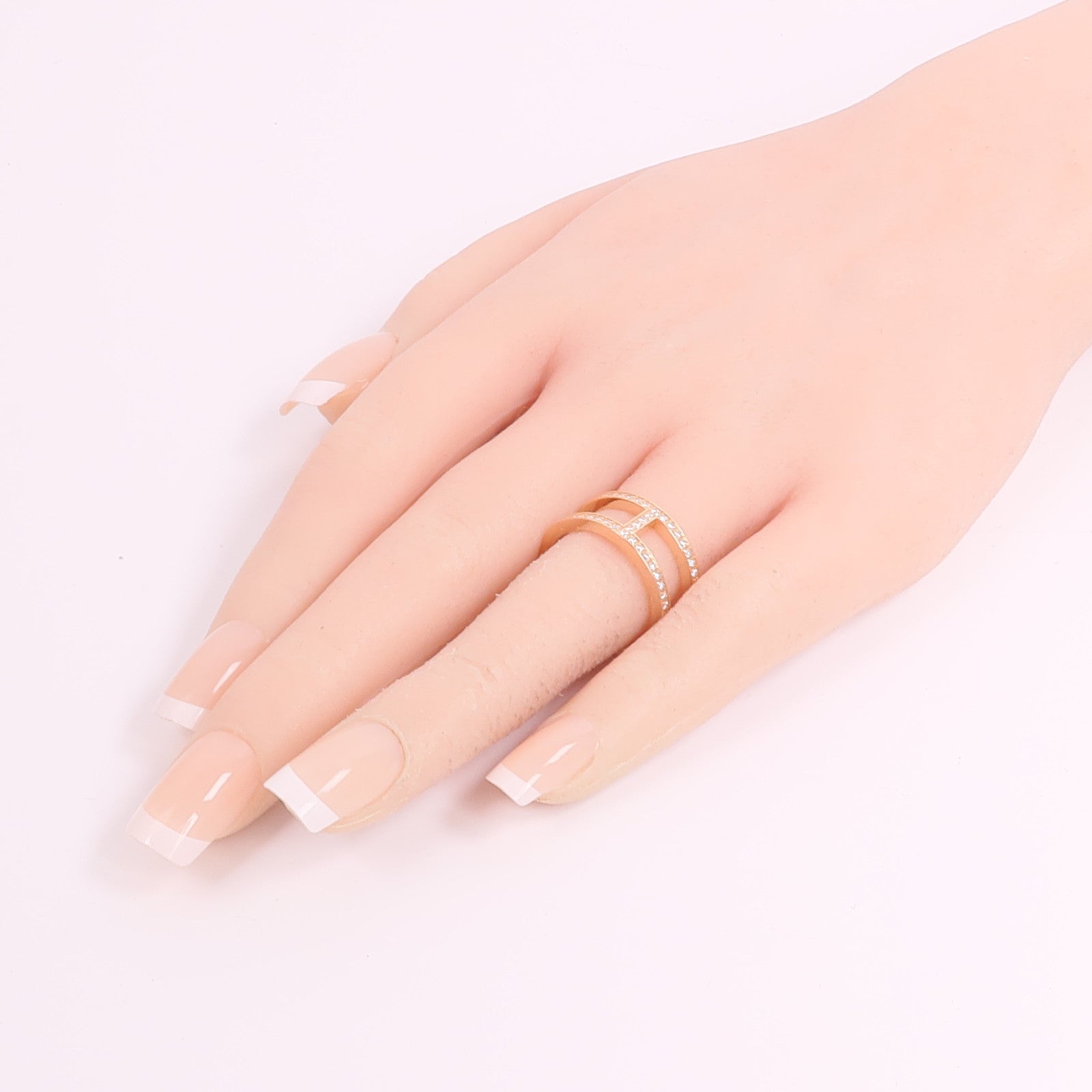HERMES 18K玫瑰金Ever Chaine d'ancre Ring鑽石戒指