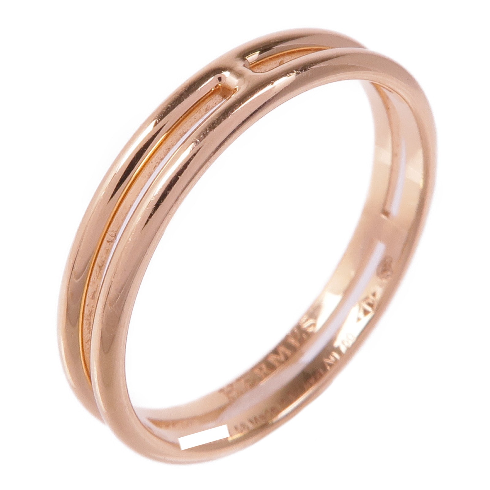 HERMES 18K玫瑰金Ariane Wedding Band戒指Hermes#58/US#8.25