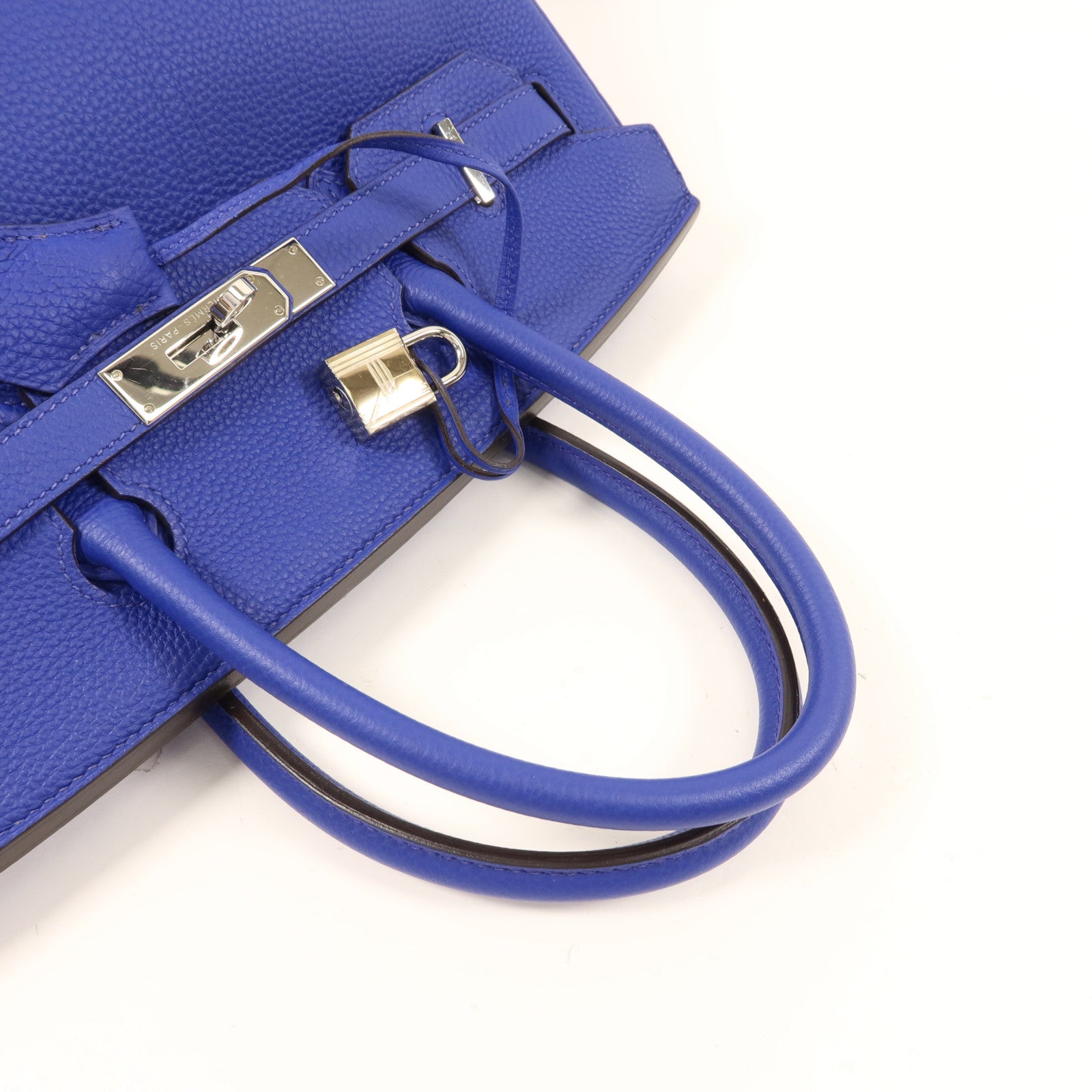 HERMES Togo皮革Birkin 30銀扣手挽袋Bleu Electrique