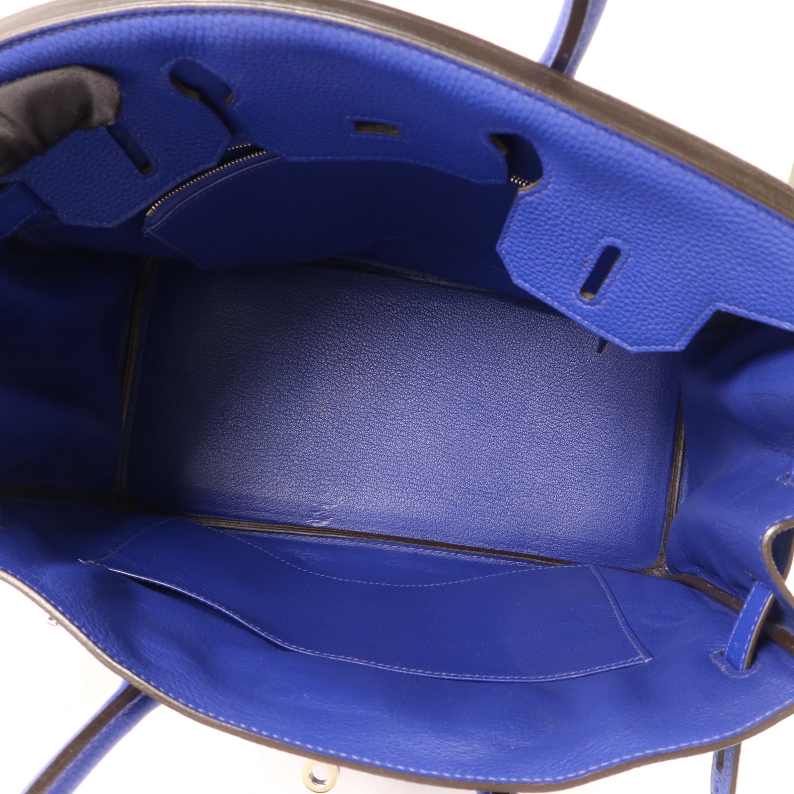 HERMES Togo皮革Birkin 30銀扣手挽袋Bleu Electrique