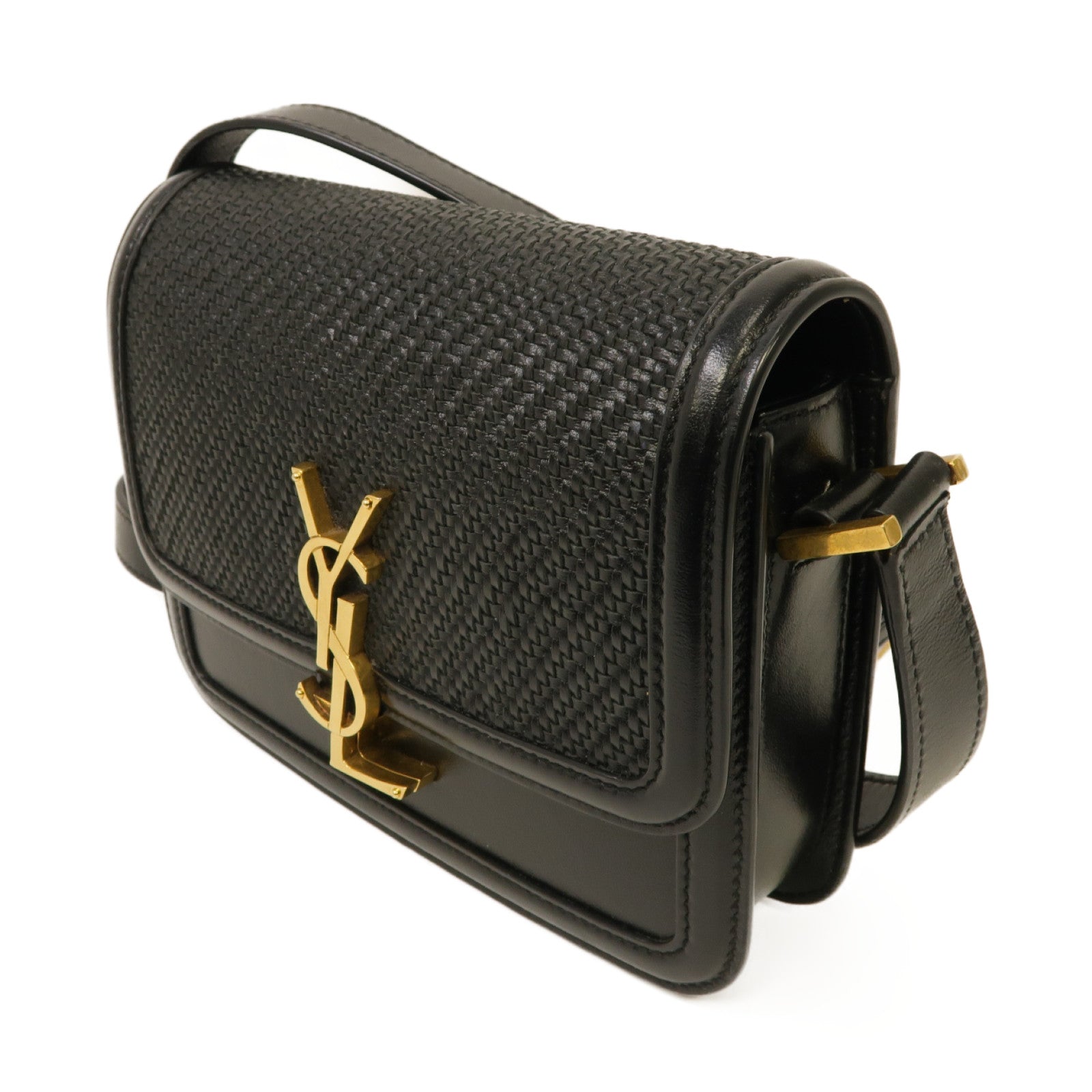 SAINT LAURENT 【激減優惠】牛皮皮革Solferino Box金扣肩背袋黑色