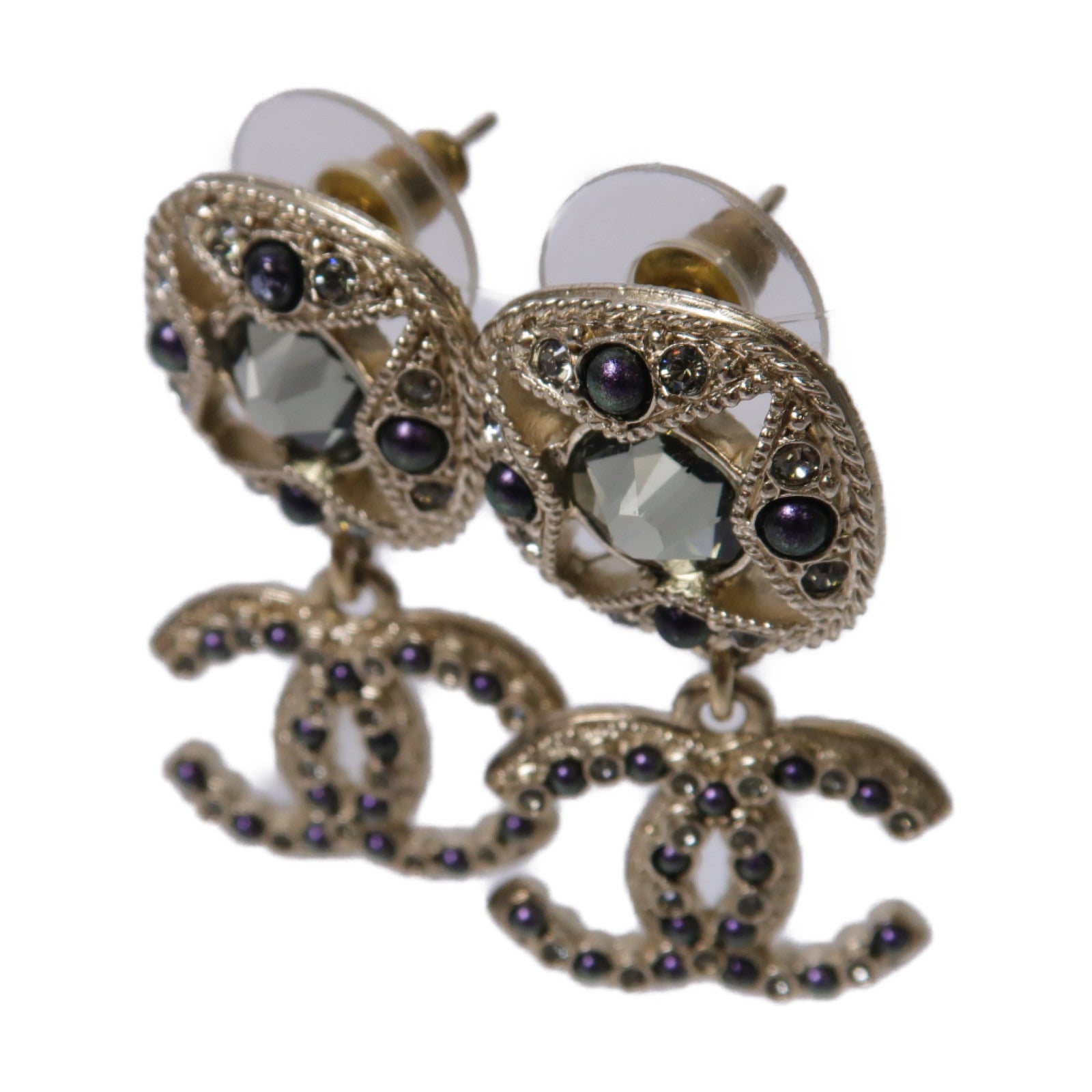 CHANEL 【激減優惠】PVC/金屬Earrings耳環金色/紫色/綠色