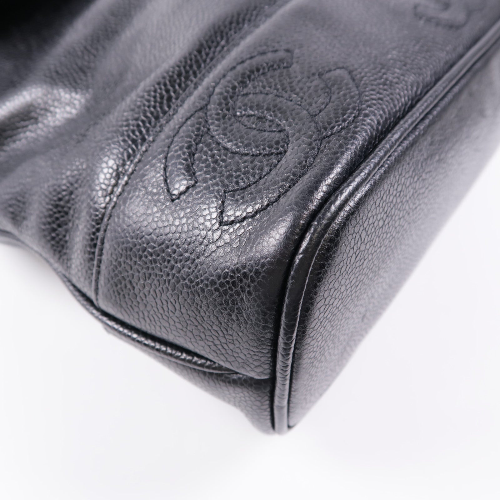 CHANEL 牛皮皮革Backpack金扣鏈帶背包