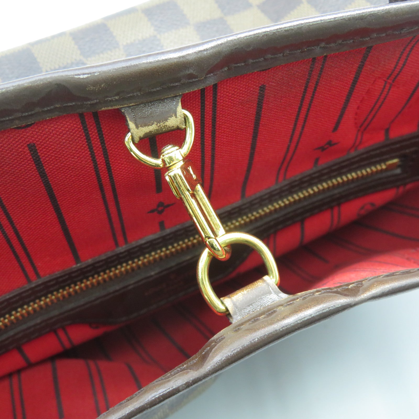 LOUIS VUITTON 【激減優惠】Damier Ebene Neverfull PM金扣手挽袋啡色