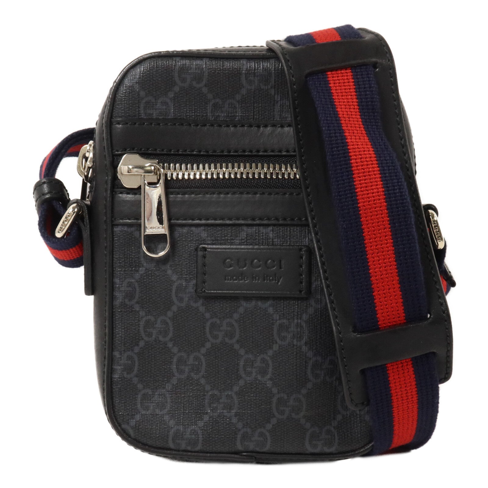 GUCCI 塗層帆布GG Black Messenger肩背袋