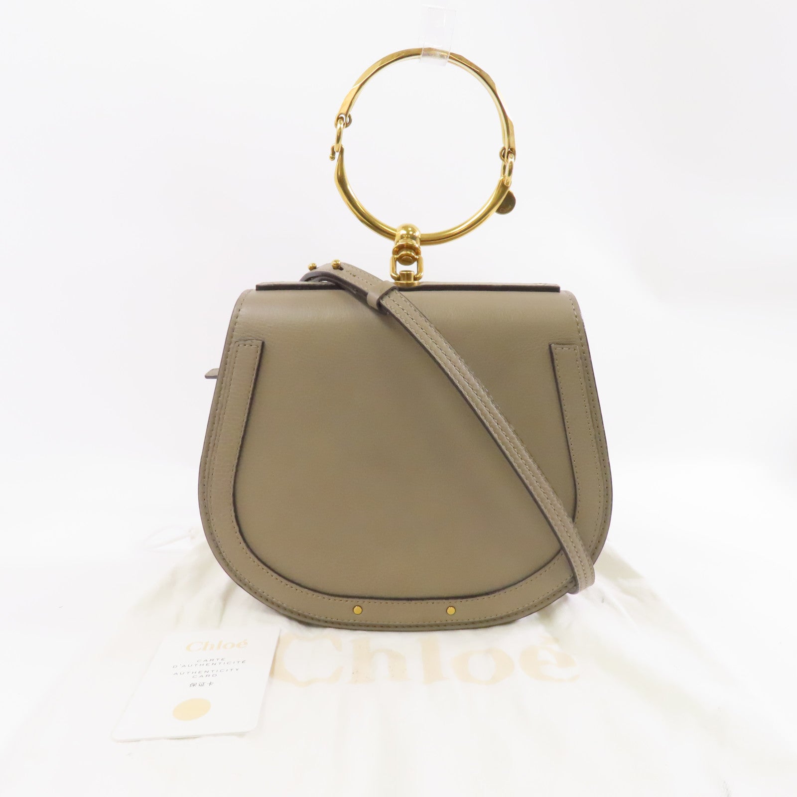 Chloe 牛皮皮革2Way Shoulder金扣手挽肩背兩用袋啡色