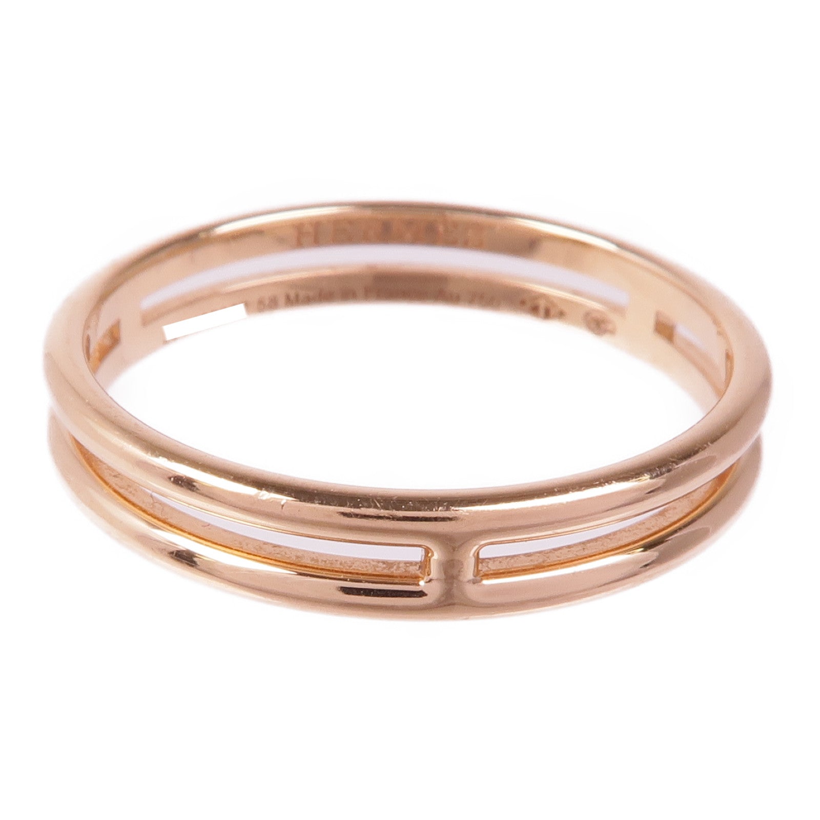 HERMES 18K玫瑰金Ariane Wedding Band戒指Hermes#58/US#8.25