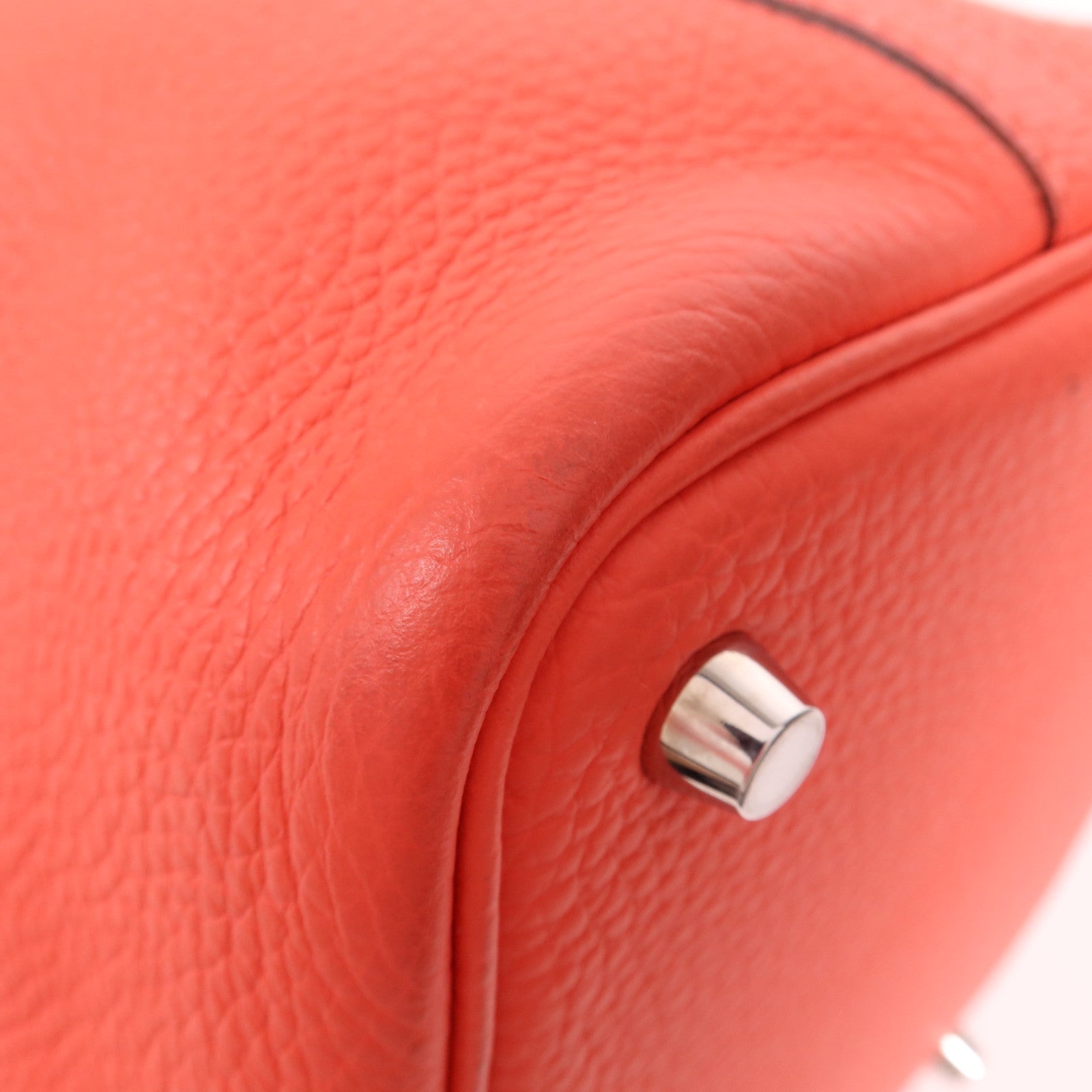 HERMES Clemence皮革Picotin PM銀扣手挽袋Rose Texas