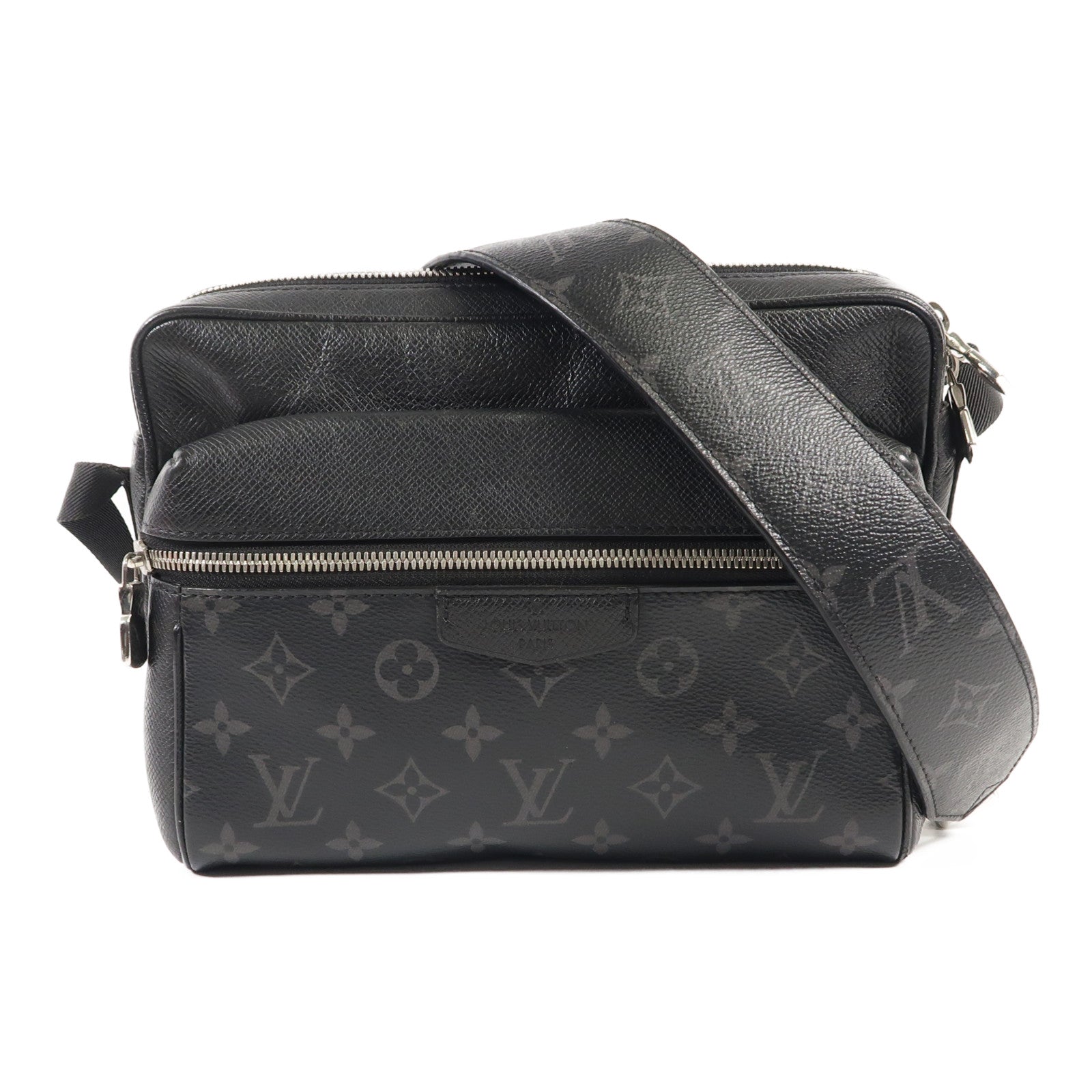 LOUIS VUITTON Monogram Eclipse/Taiga Outdoor Messenger銀扣肩背袋
