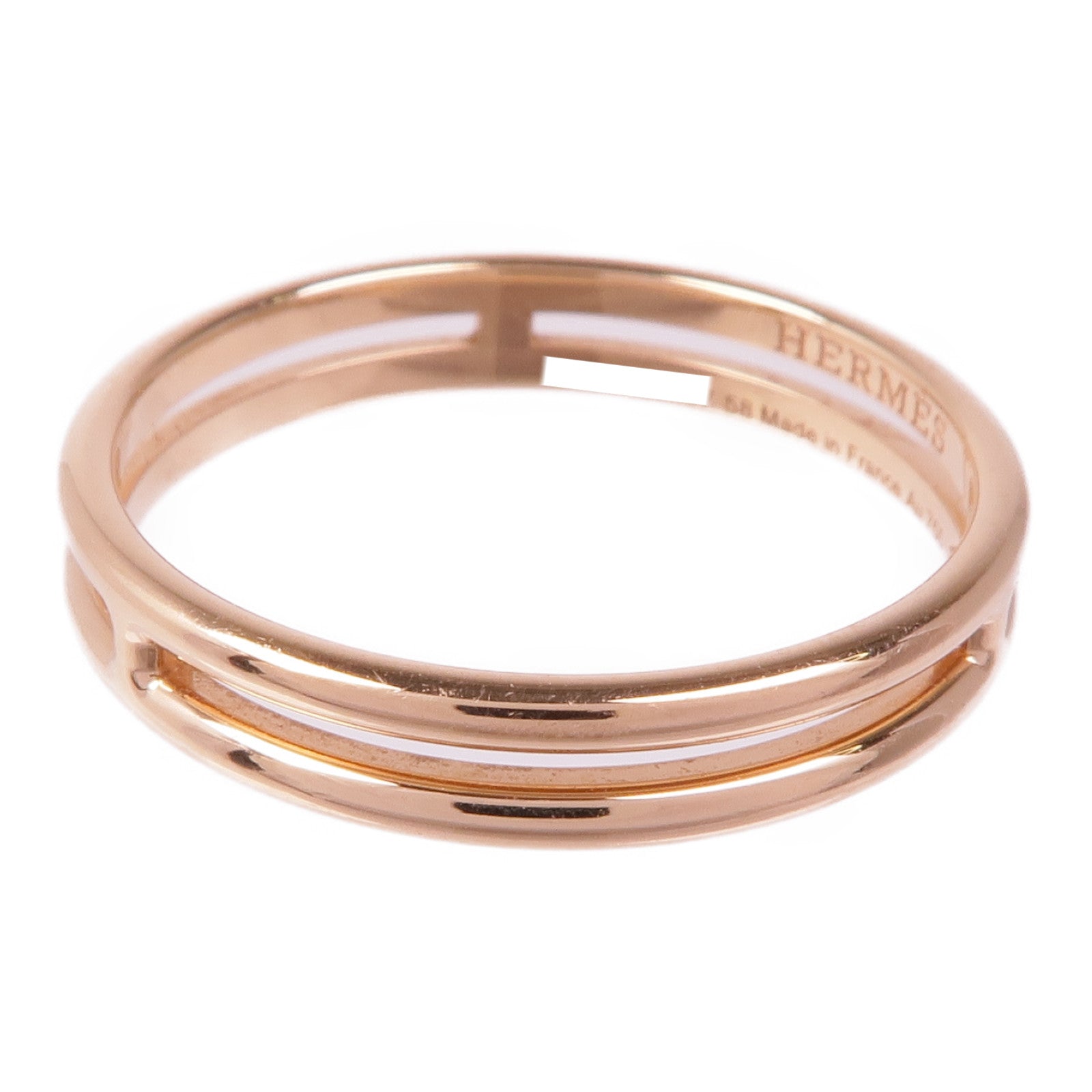 HERMES 18K玫瑰金Ariane Wedding Band戒指Hermes#58/US#8.25